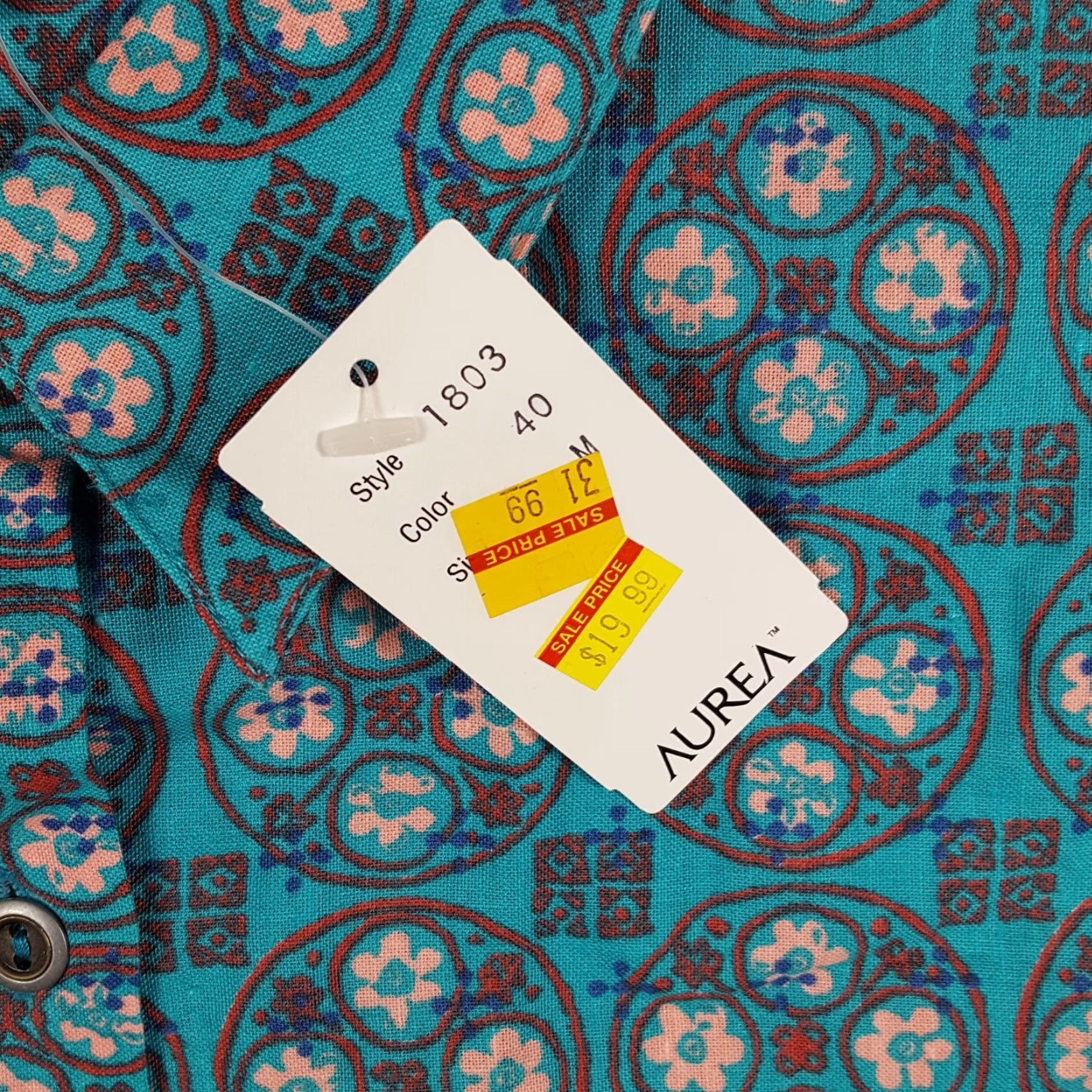 Vintage Vintage Aurea Women's Button-Up Shirt 8 Blue Geometric 90s Retro Casual Preppy Cotton Ramie Size M / US 6-8 / IT 42-44 - 6 Thumbnail