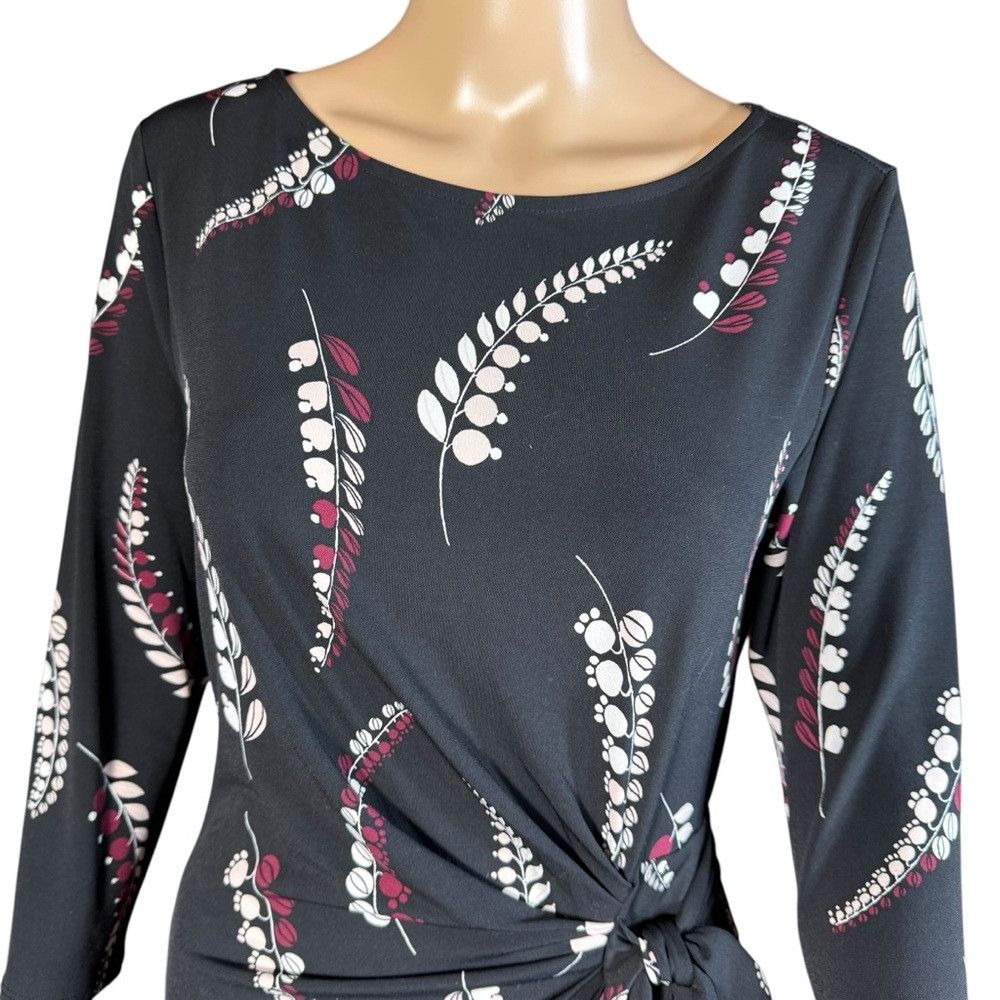 Ann Taylor Ann Taylor Black Floral Print 3/4 Sleeve Side Tie Dress Siz Size S / US 4 / IT 40 - 9 Thumbnail