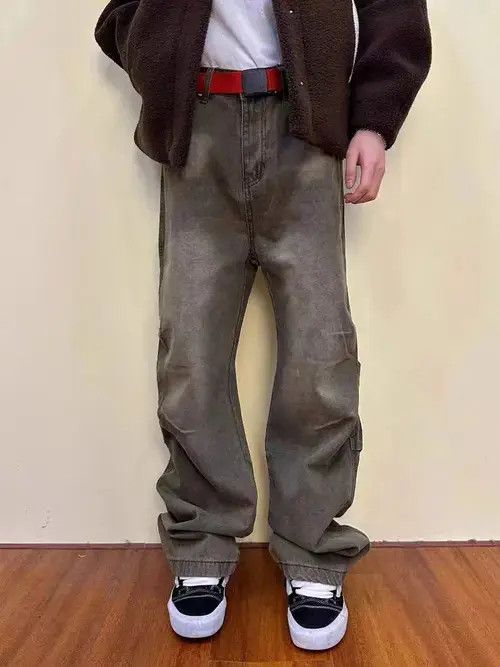 Jean Washed and distressed Maillard pleated baggy jeans Size US 34 / EU 50 - 5 Thumbnail
