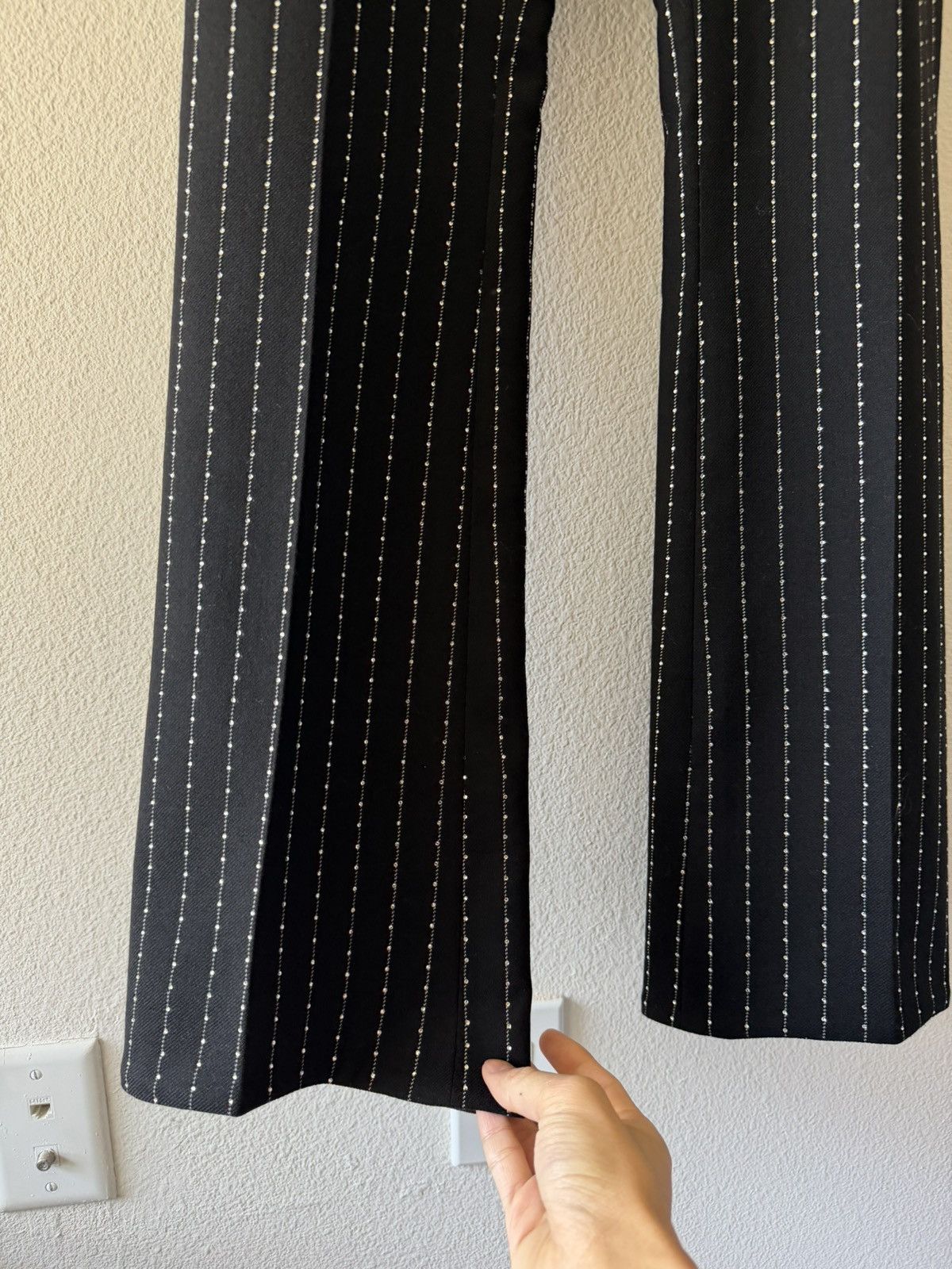 Celine $2450 Crystal Embellished Pinstripe Flared Wool Pants 48 Size US 32 / EU 48 - 4 Thumbnail