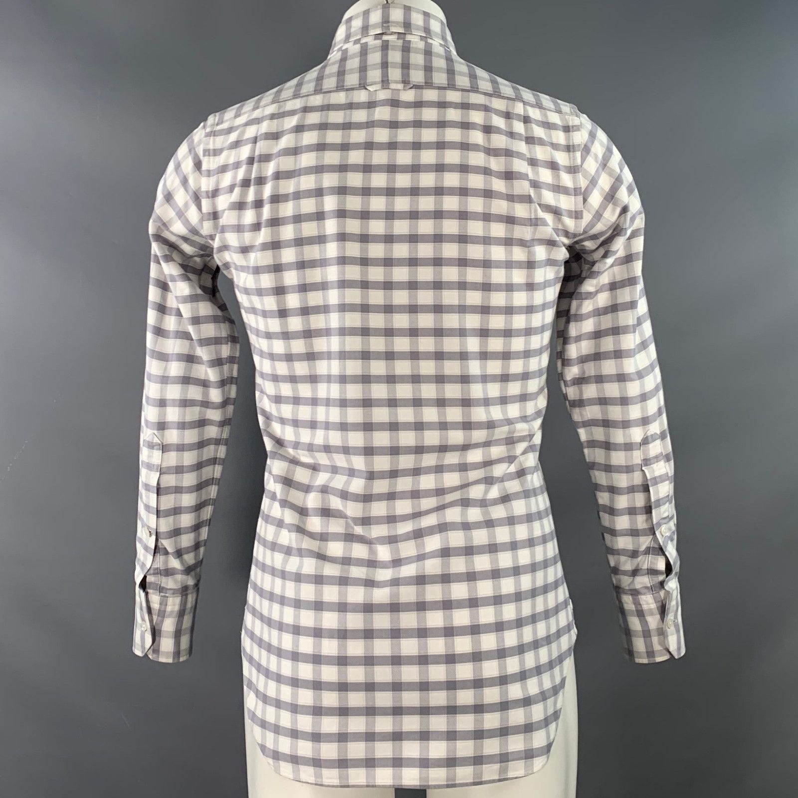 Thom Browne Size S Grey White Oxford Checkered Cotton Long Sleeve Shirt Size US S / EU 44-46 / 1 - 4 Thumbnail