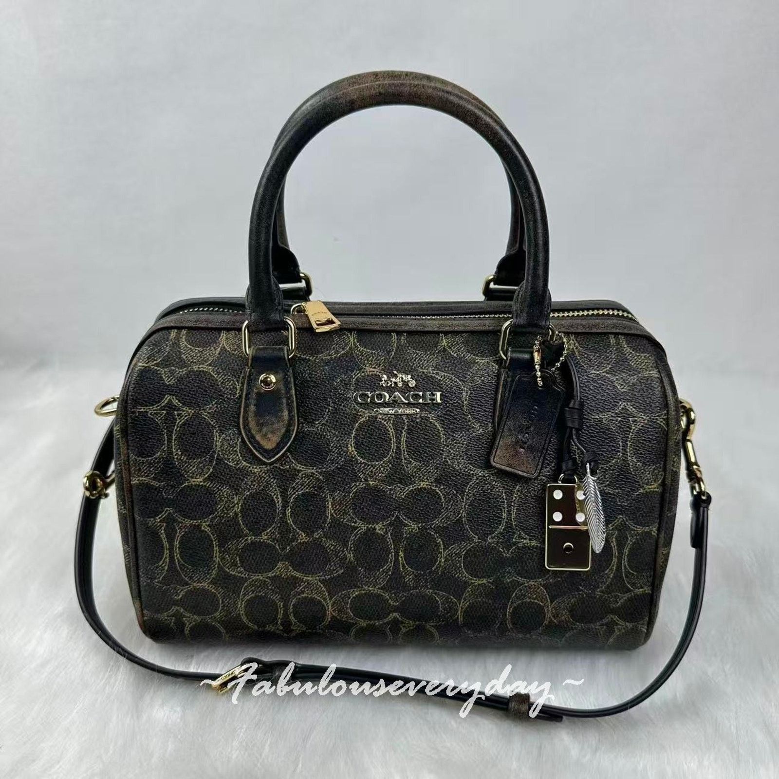 Coach Coach Rowan Satchel Loved Signature Canvas Charms Gold/Brown Size ONE SIZE - 1 Thumbnail