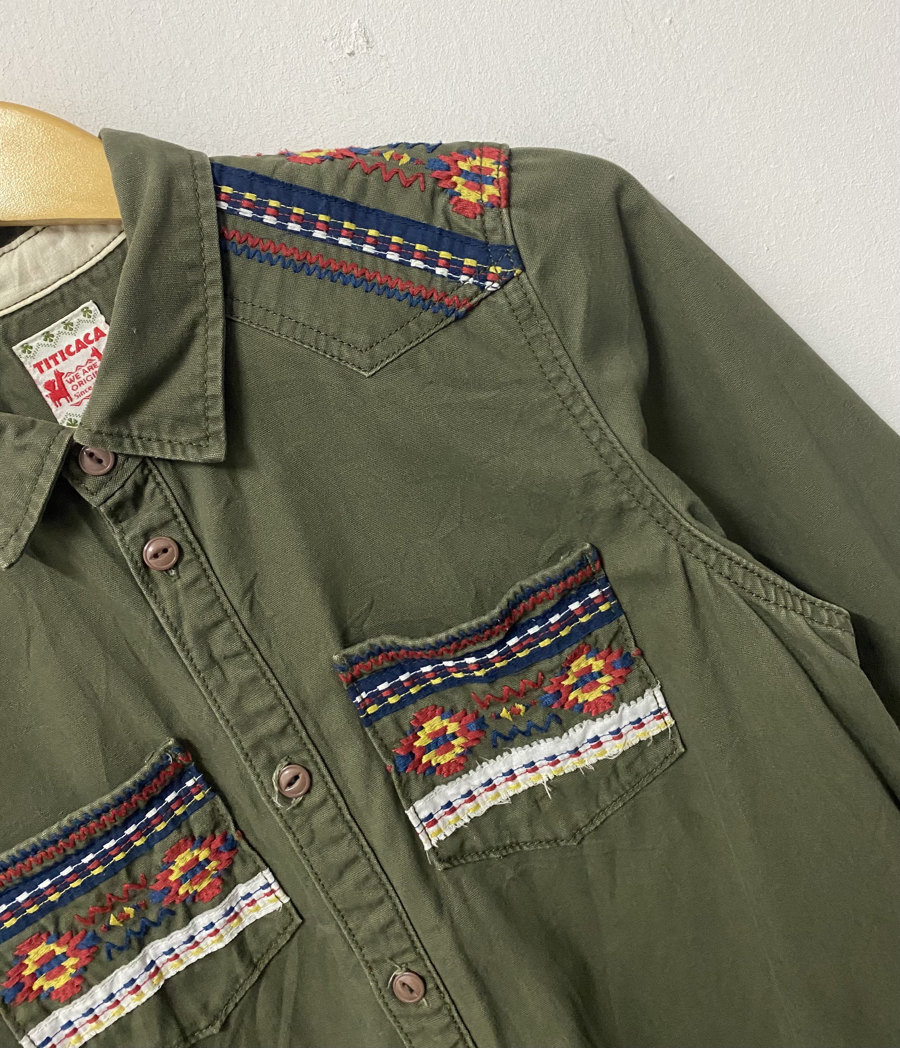 Japanese Brand TITICACA Japan Ethnic Boho Embroidered Utility Shirt Size US S / EU 44-46 / 1 - 6 Thumbnail