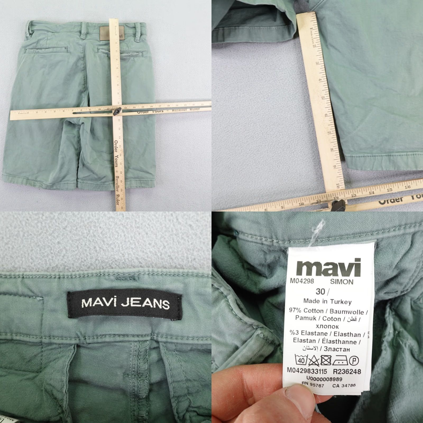 Vintage Mavi Shorts Mens 30 Mint Green Chino Casual Cotton Stretch Flat Front Regular Waist 30 Front Pocket Breathable Everyday Mens Size US 30 / EU 46 - 8 Thumbnail