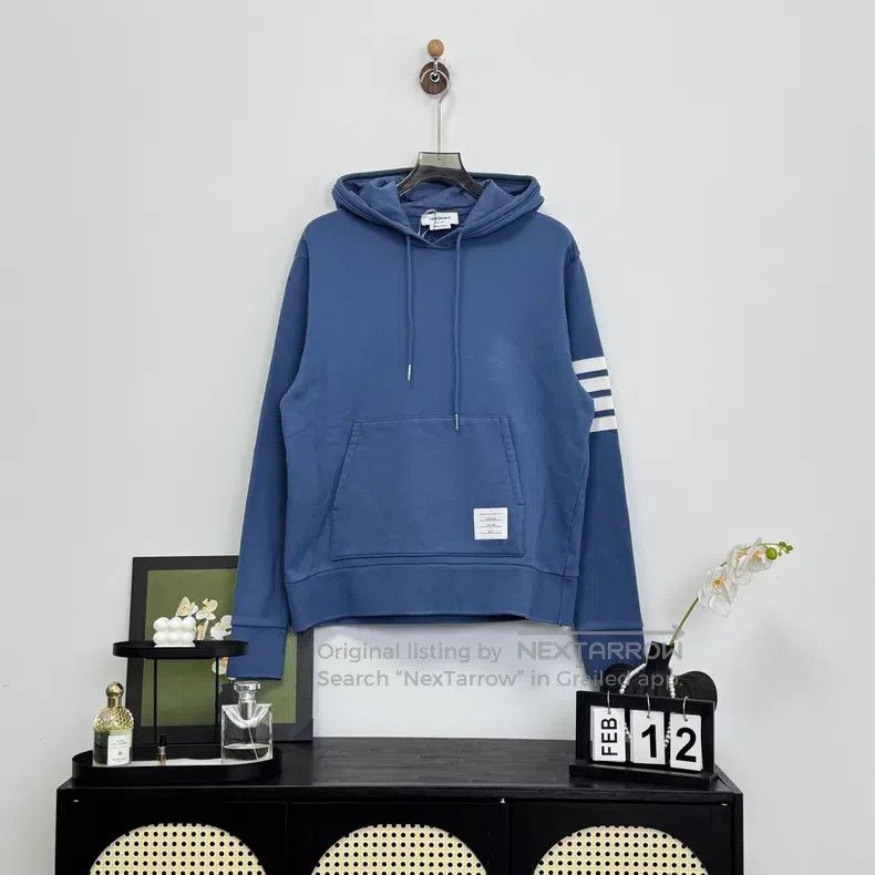 Thom Browne Thom Browne Sky Blue Four-Stripe Hoodie Size US XL / EU 56 / 4 - 1 Thumbnail