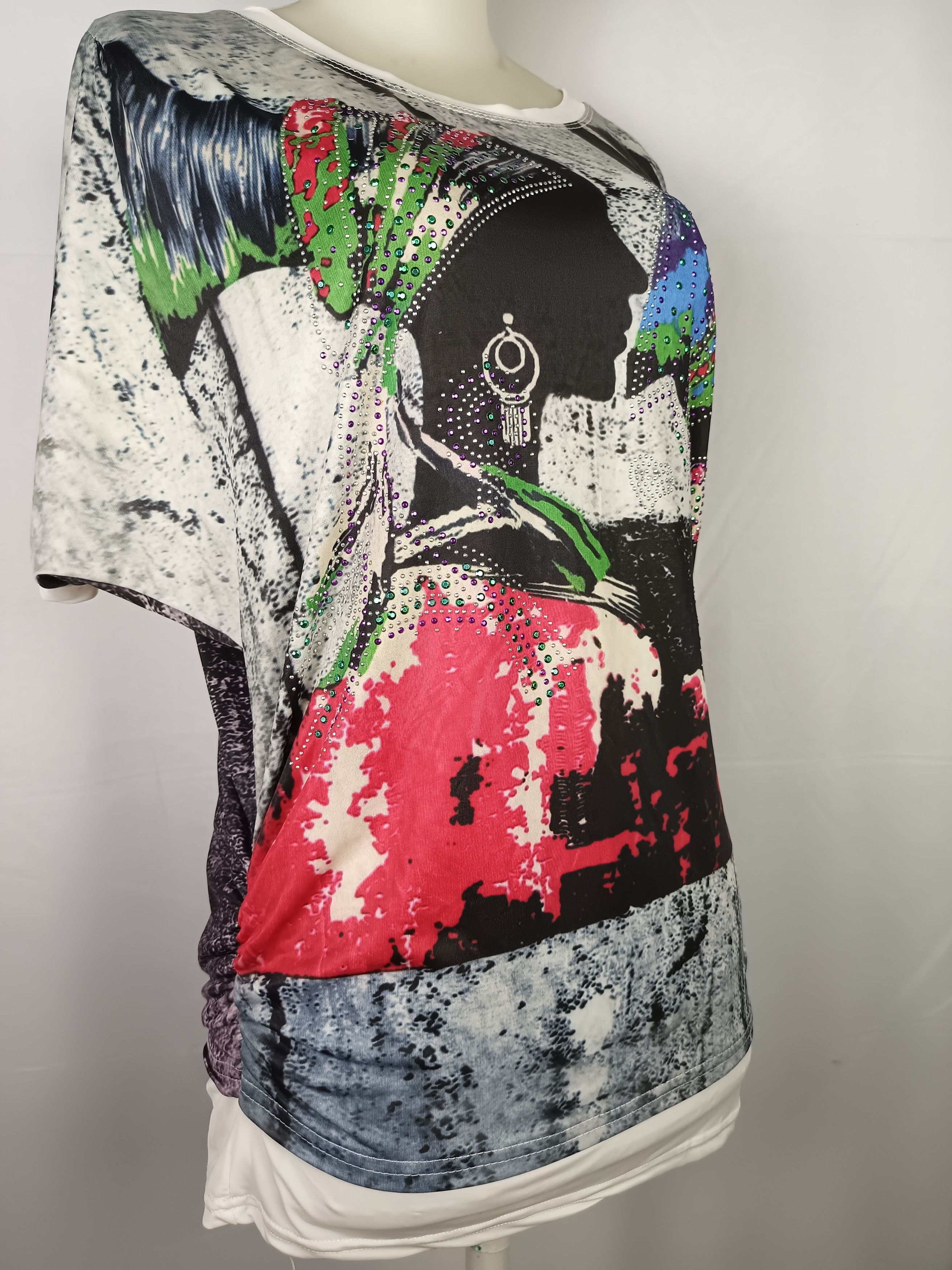 Vintage Adolfo Women's Printed Jersey T-Shirt Size M / US 6-8 / IT 42-44 - 3 Thumbnail