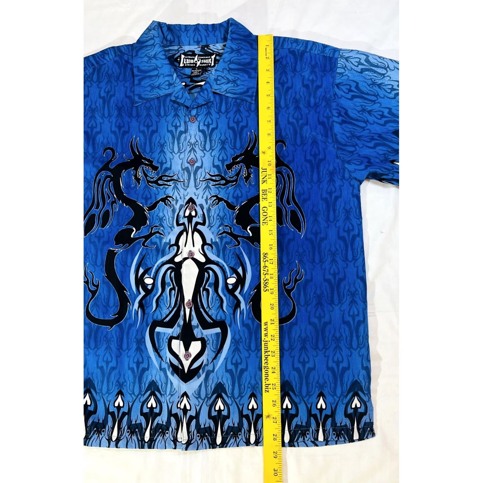 Vintage Steve & Barry's Club Shirt Mens Large Dragon Tribal Print Button Up 90s Yellow? Blue Dragon Graphic Print 90s Size US L / EU 52-54 / 3 - 5 Thumbnail