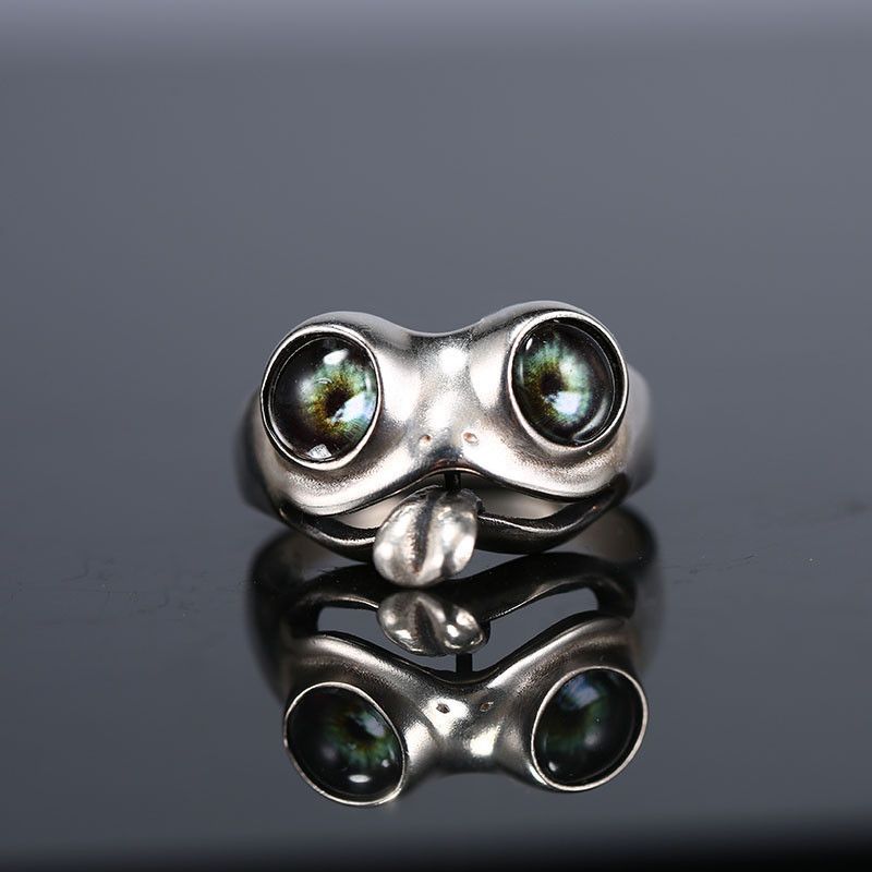 Jewelry × Vintage Cute tongue twisting frog ring Size ONE SIZE - 5 Thumbnail