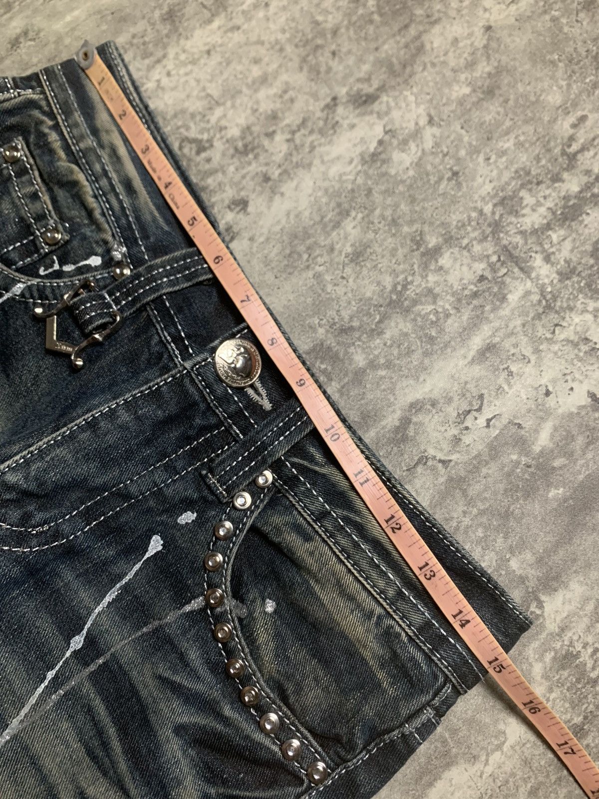 Tornado Mart Y2K Xfrm Studded Splatter Mud Wash Rusty Flare Pants Size US 30 / EU 46 - 12 Thumbnail