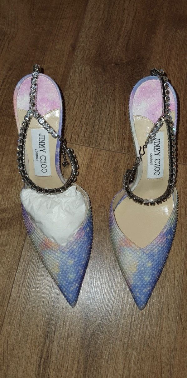 Jimmy Choo Jimmy Choo Saeda crystals all over,blue,pink, purple, 37 It Size US 7 / IT 37 - 3 Thumbnail