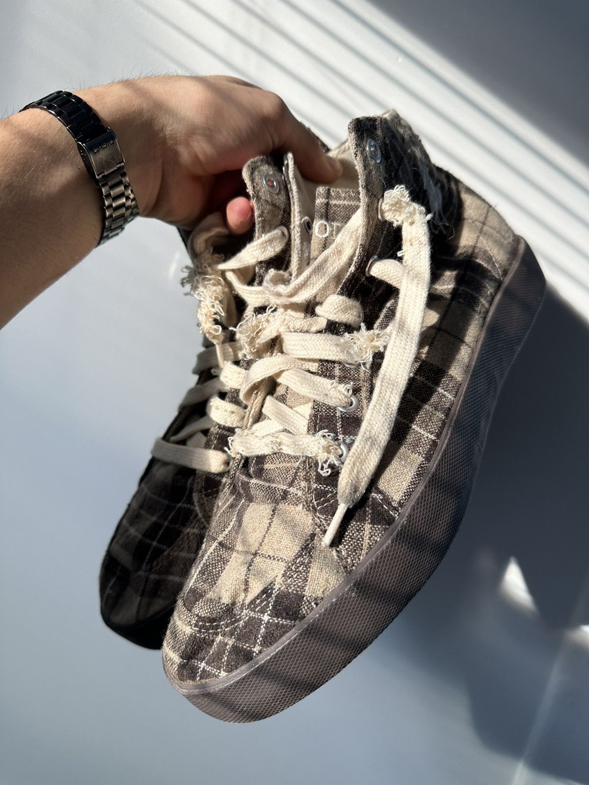 RRL Ralph Lauren Polo Ralph Lauren Brown Tan Flannel Plaid Tennis Shoes Size US 9.5 / EU 42-43 - 5 Thumbnail