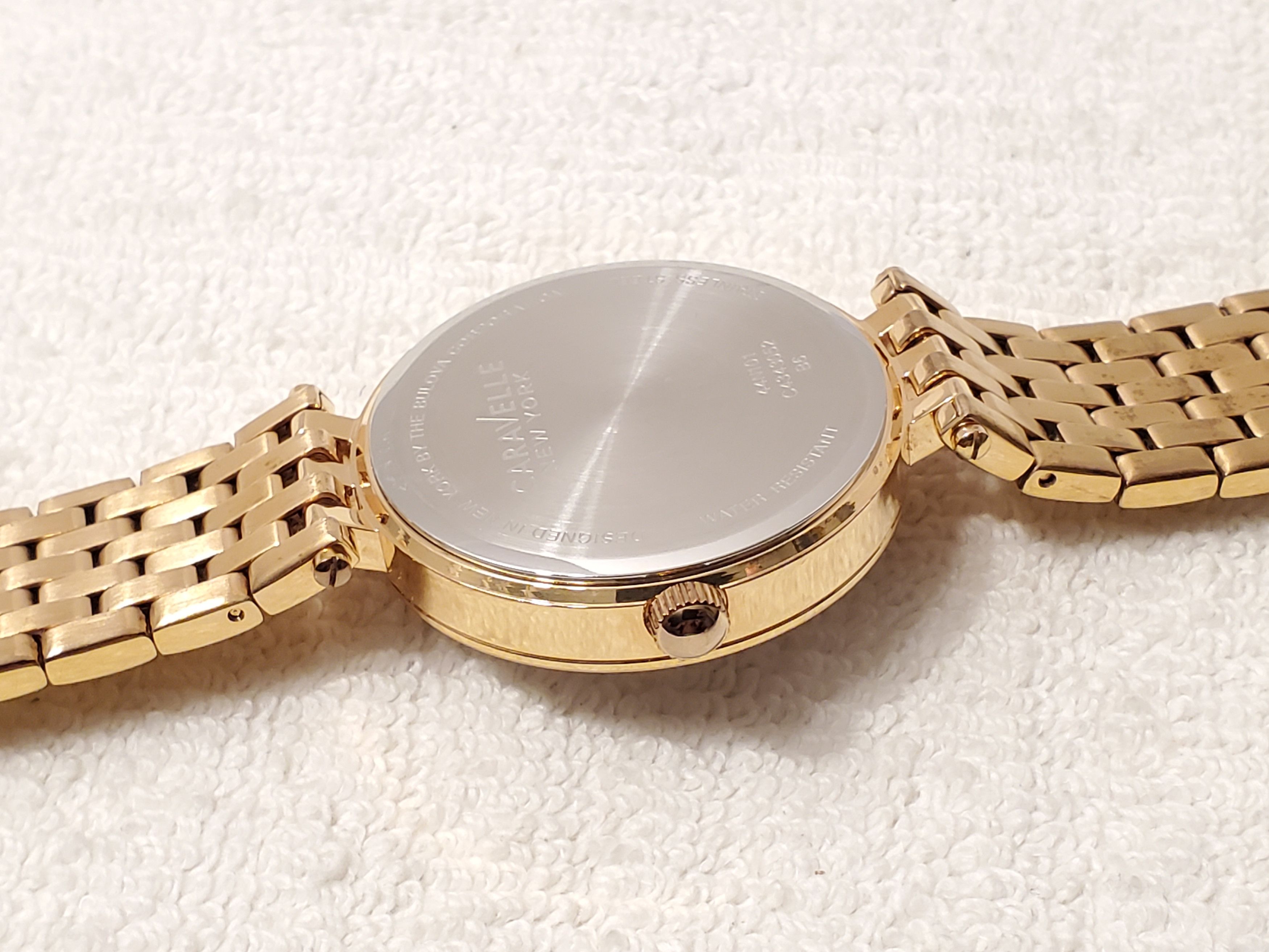 Caravelle by Bulova Caravelle New York Watch Crystals Bezel Mother Pearl Dial SS Size ONE SIZE - 4 Thumbnail