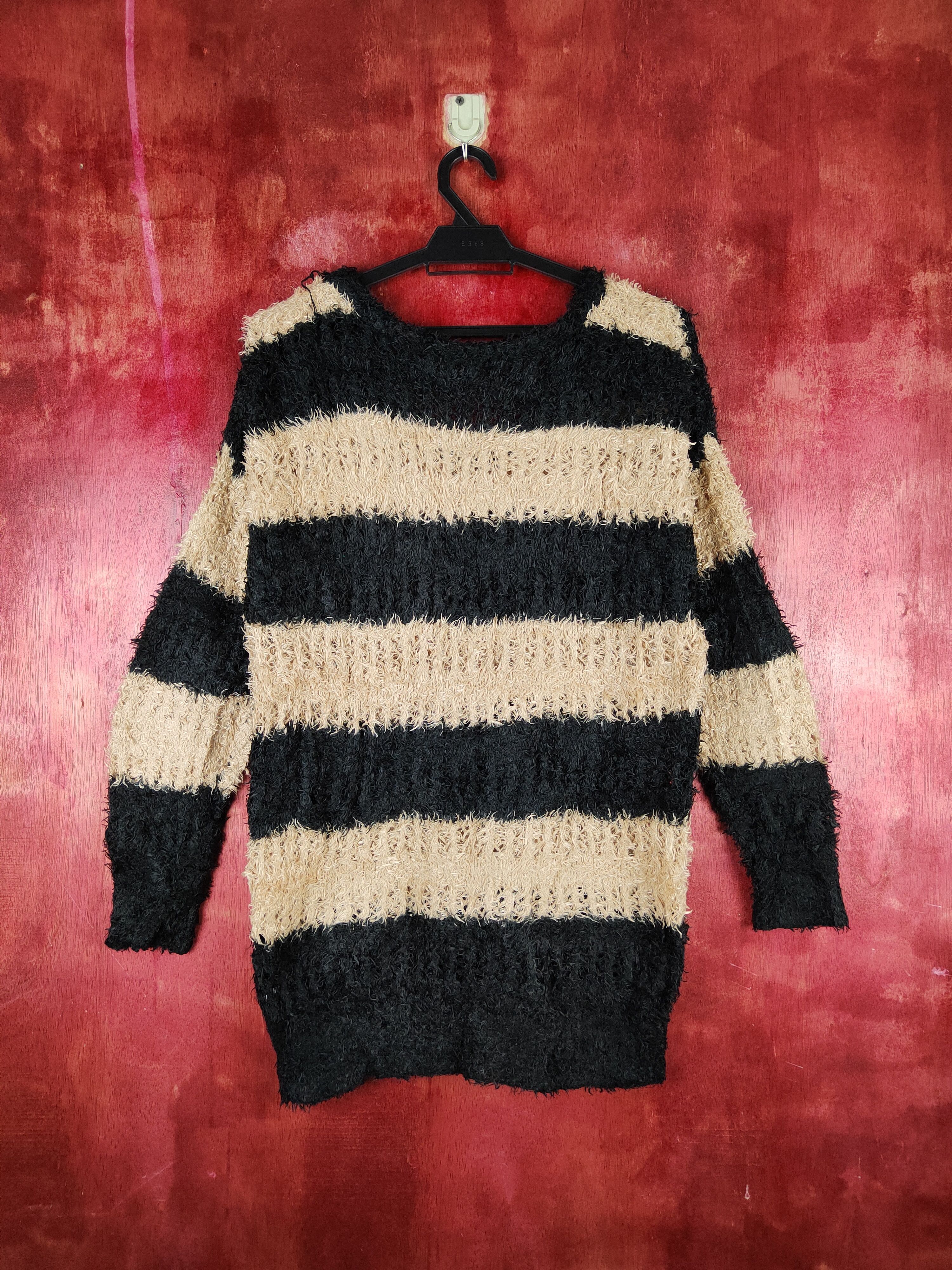 Homespun Knitwear × Japanese Brand × Solid and Striped Ingni Black Brown Shag Shaggy Fur Mohair Knitwear #S1954 Size M / US 6-8 / IT 42-44 - 7 Thumbnail