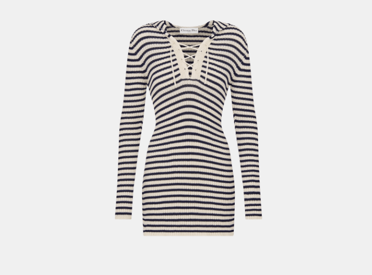 Dior o1w1db10925 444R30 Straight Midi Dress in White/Navy Blue Size XL / US 12-14 / IT 48-50 - 1 Thumbnail