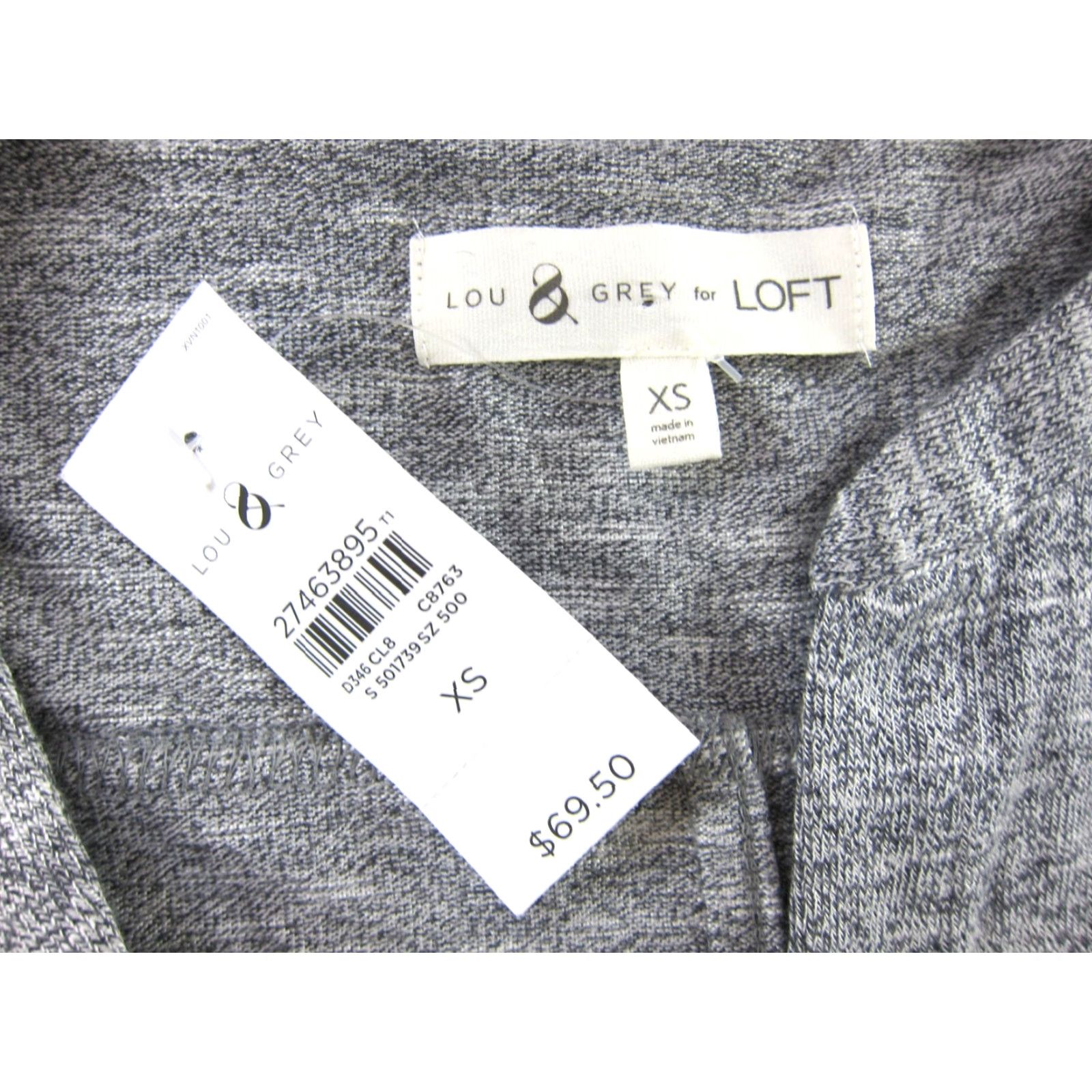 Lou & Grey NWT Lou & Grey Jersey Short Sleeve Button Down Cinch Waist Sheath Dress XS Shirt Dress Womens Grey Jersey Short Sleeve Cinch Waist Sheath Dress Size XS / US 0-2 / IT 36-38 - 3 Thumbnail