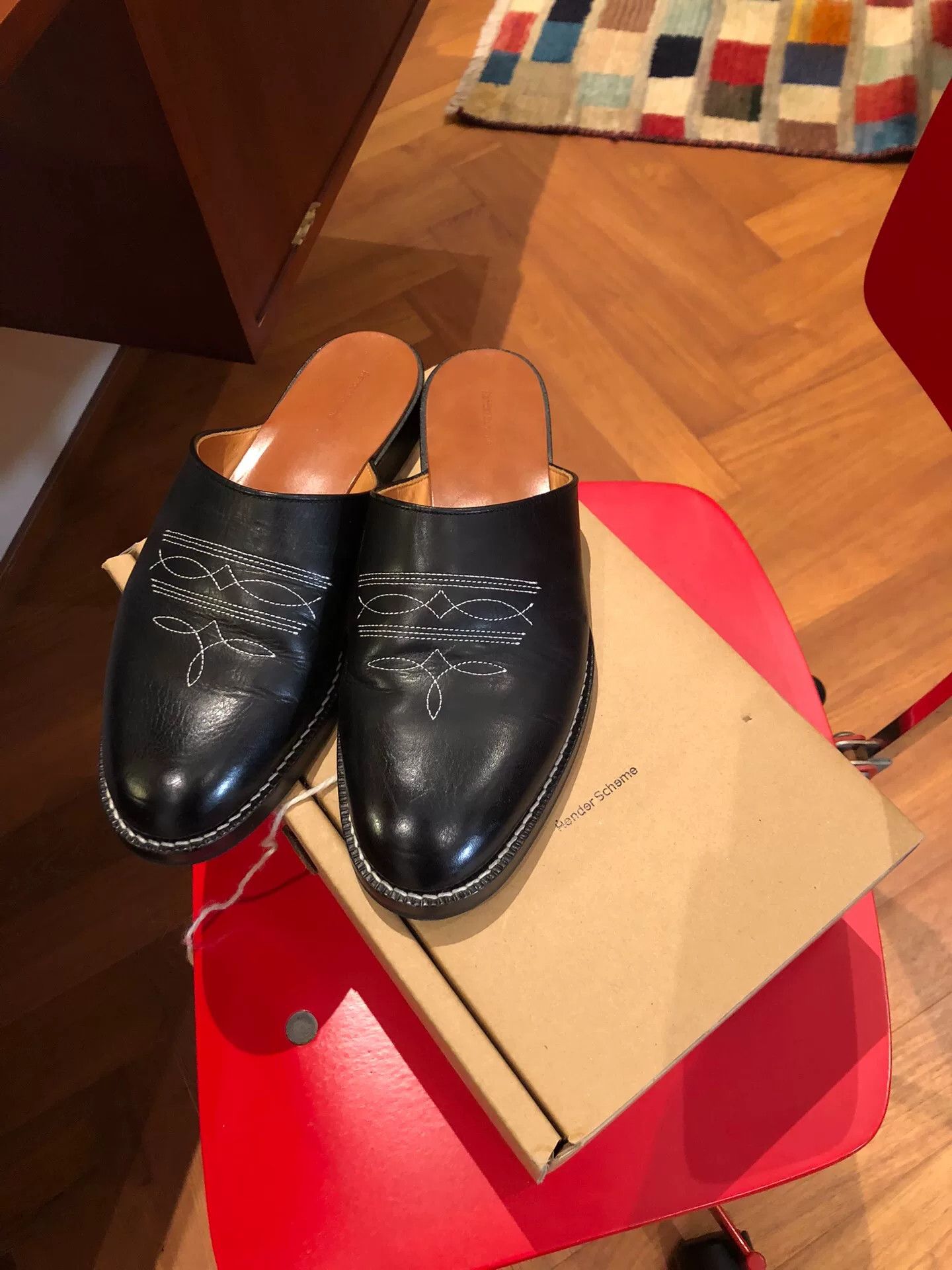 Hender Scheme Hender Scheme Black Leather Mules Size US 9 / EU 42 - 1 Thumbnail