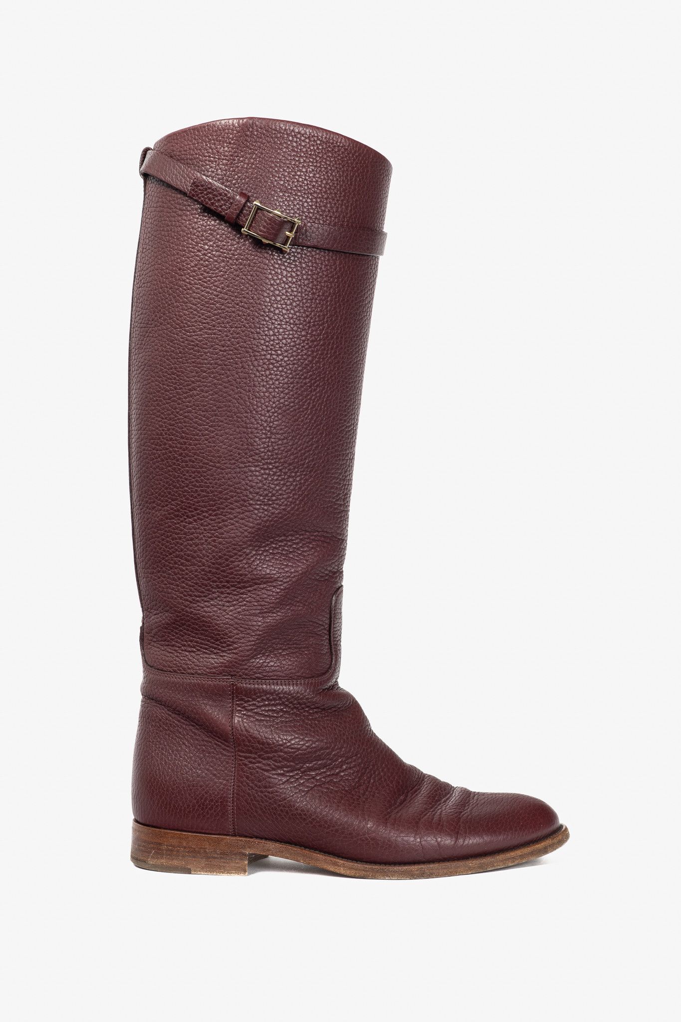 Valentino Valentino Garavani Pebbled Rockstud-Buckle Riding Boots Size US 8.5 / IT 38.5 - 1 Thumbnail