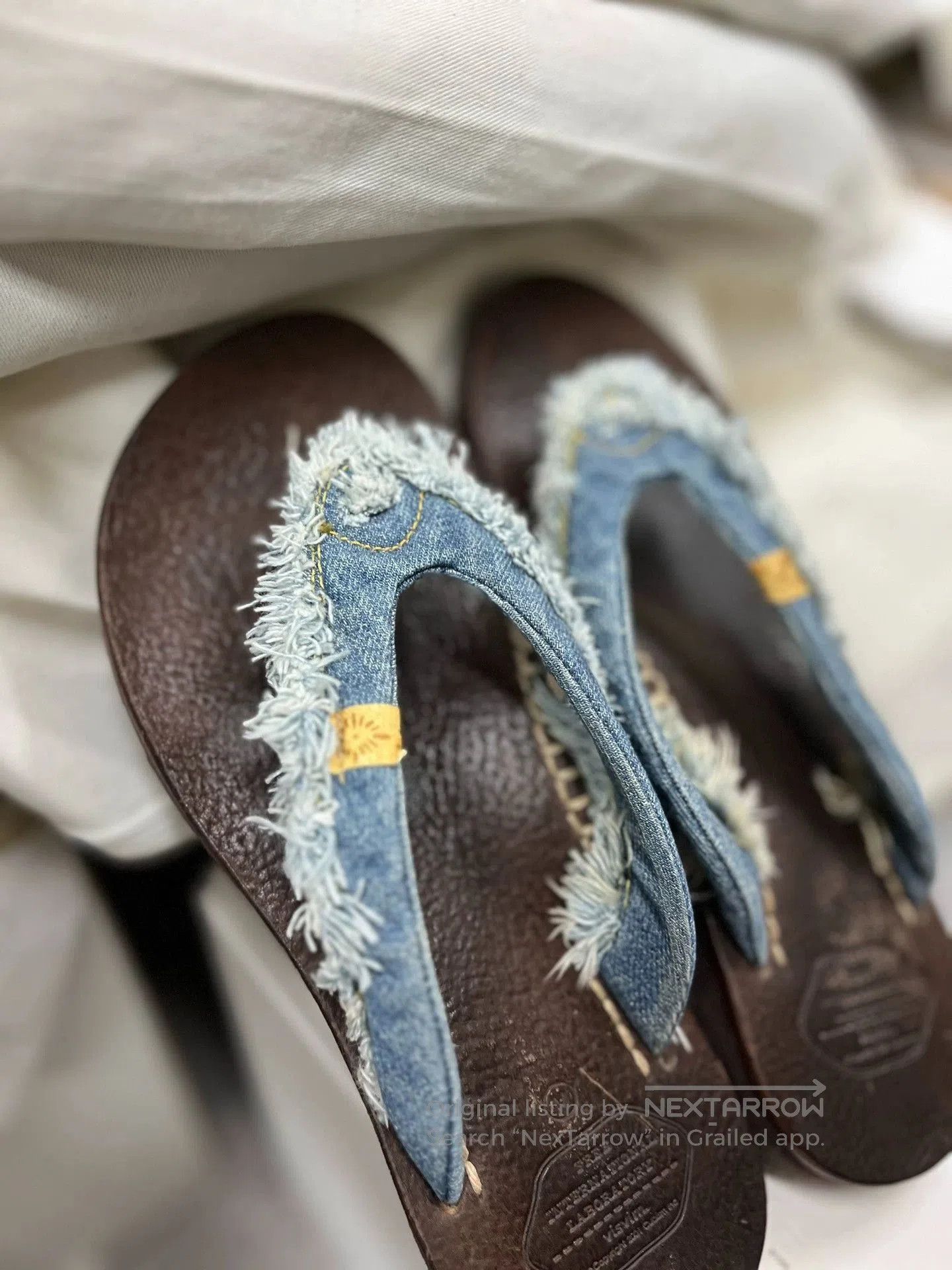 Visvim Brown Denim Fringe Sandals Size 8.5. Size US 8.5 / EU 41-42 - 4 Thumbnail