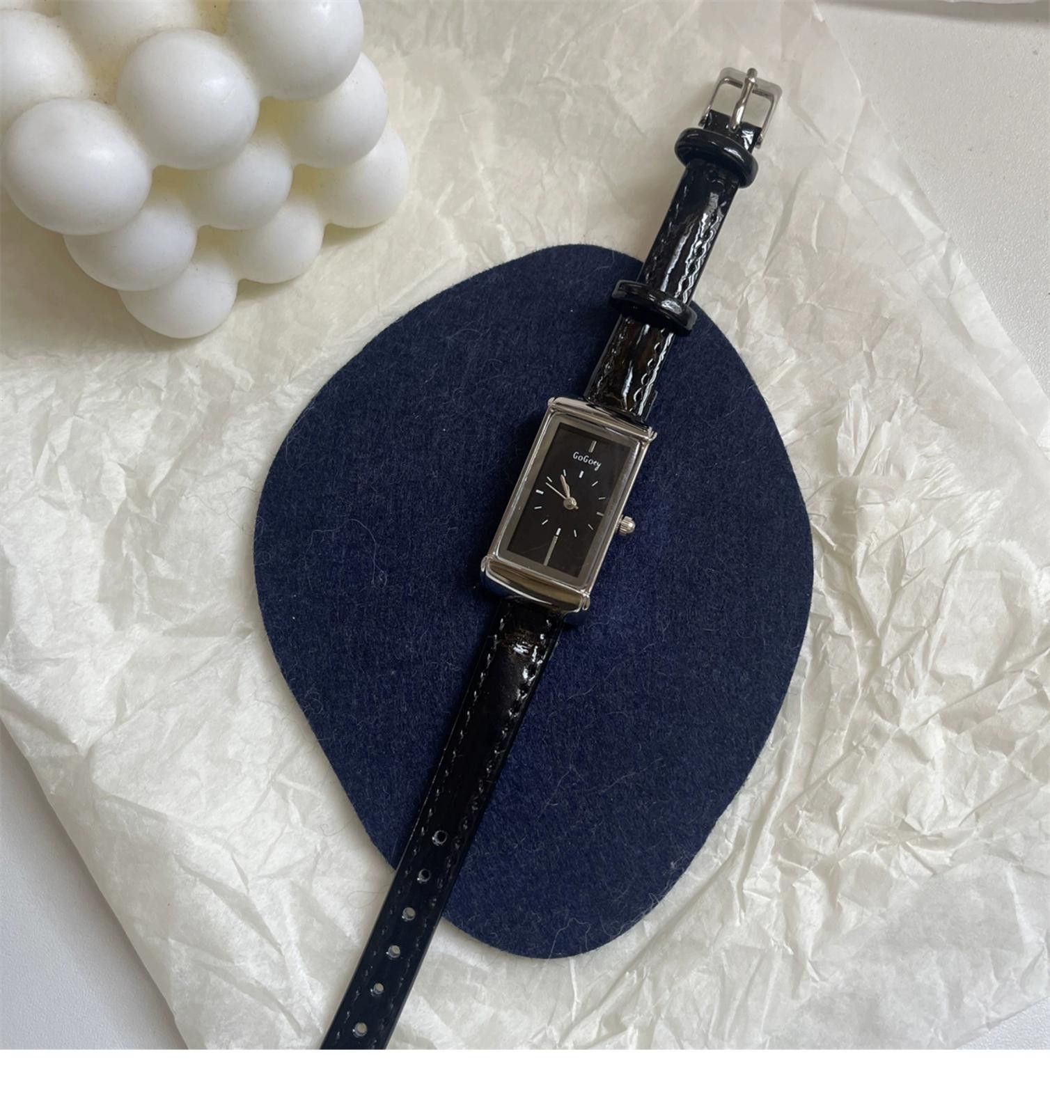 Jewelry Leather Strap Rectangular Gold Watch, Classic Wristwatch Size ONE SIZE - 11 Thumbnail