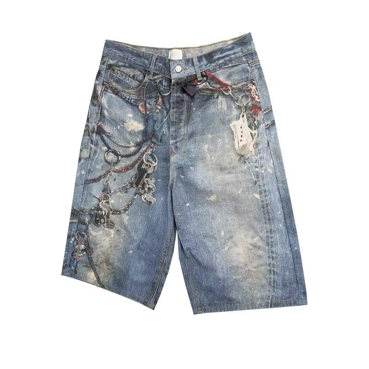 Other Streetwear Printed Patchwork Baggy Loose Wide Leg Shorts Size US 33 - 3 Thumbnail