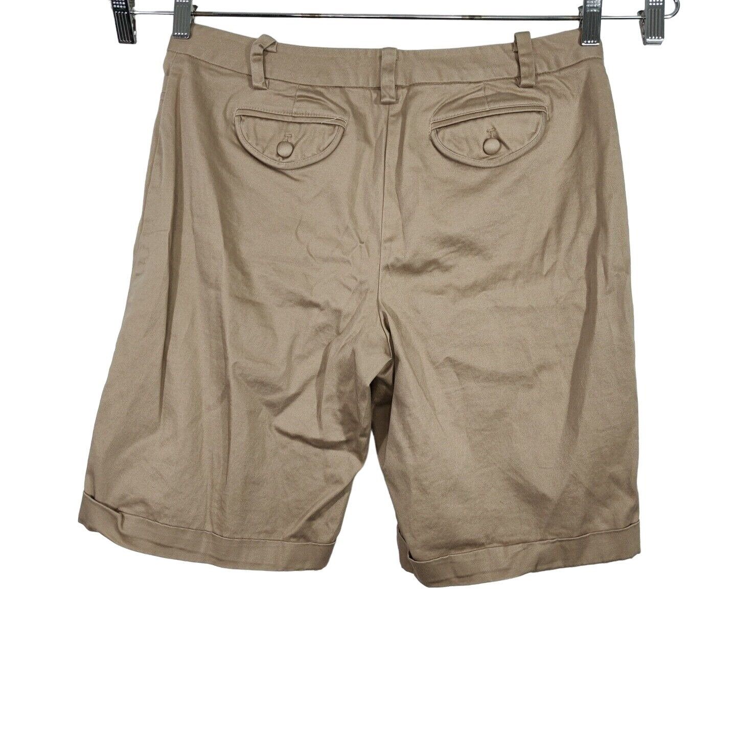 George George Khaki Chino Bermuda Shorts Women Size 10 Cuffed Size 32" / US 10 / IT 46 - 3 Thumbnail