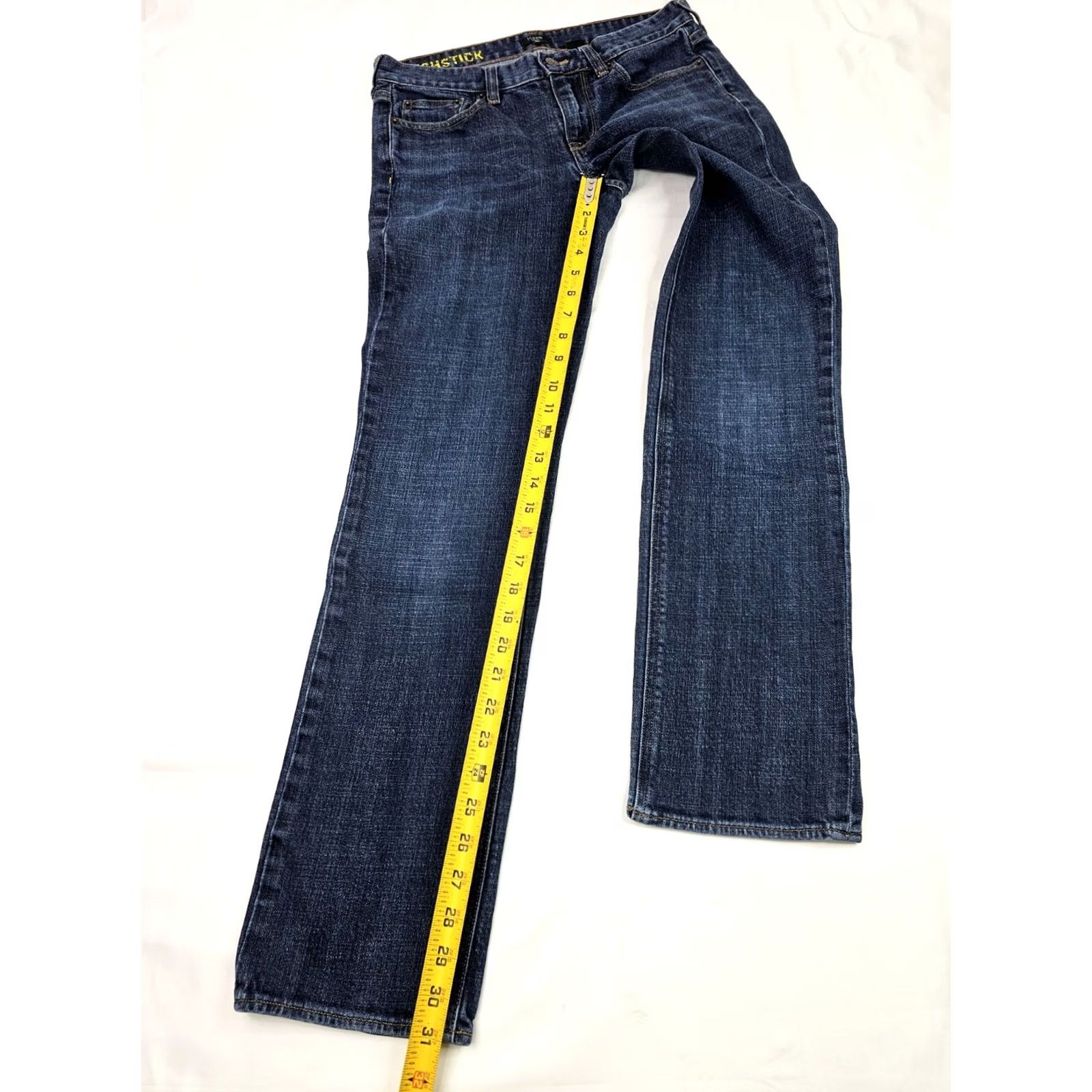 J.Crew J.CREW Matchstick Slim-Straight Jeans Women 28 Blue Denim Stretch 5-Pocket Design Regular Size Inseam 31 Texture: Dark Wash Jeans Size 28" / US 6 / IT 42 - 3 Thumbnail
