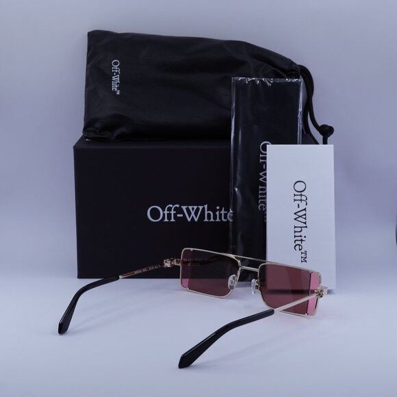 Off-White Off-White OERI14A CORTEZ 7628 Sunglasses Gold Rectangle Size ONE SIZE - 11 Thumbnail