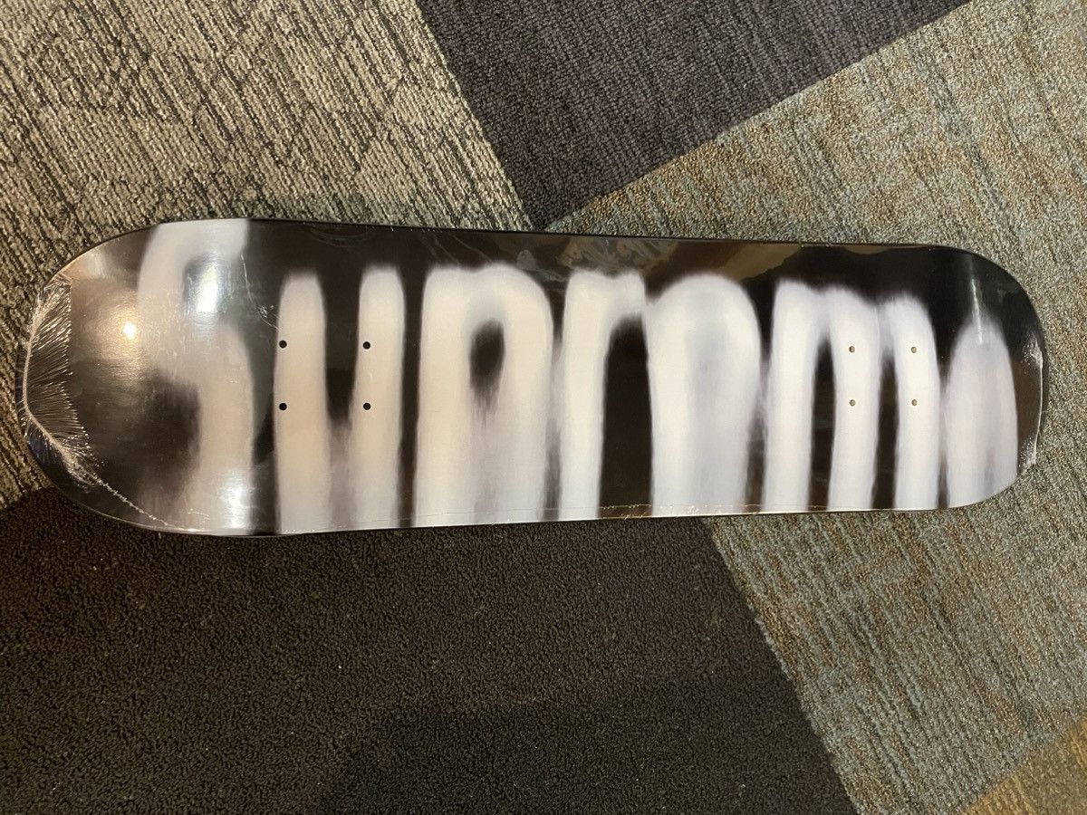 image of Supreme Blurred Logo Skateboard Deck (Black) in Black White, Men's