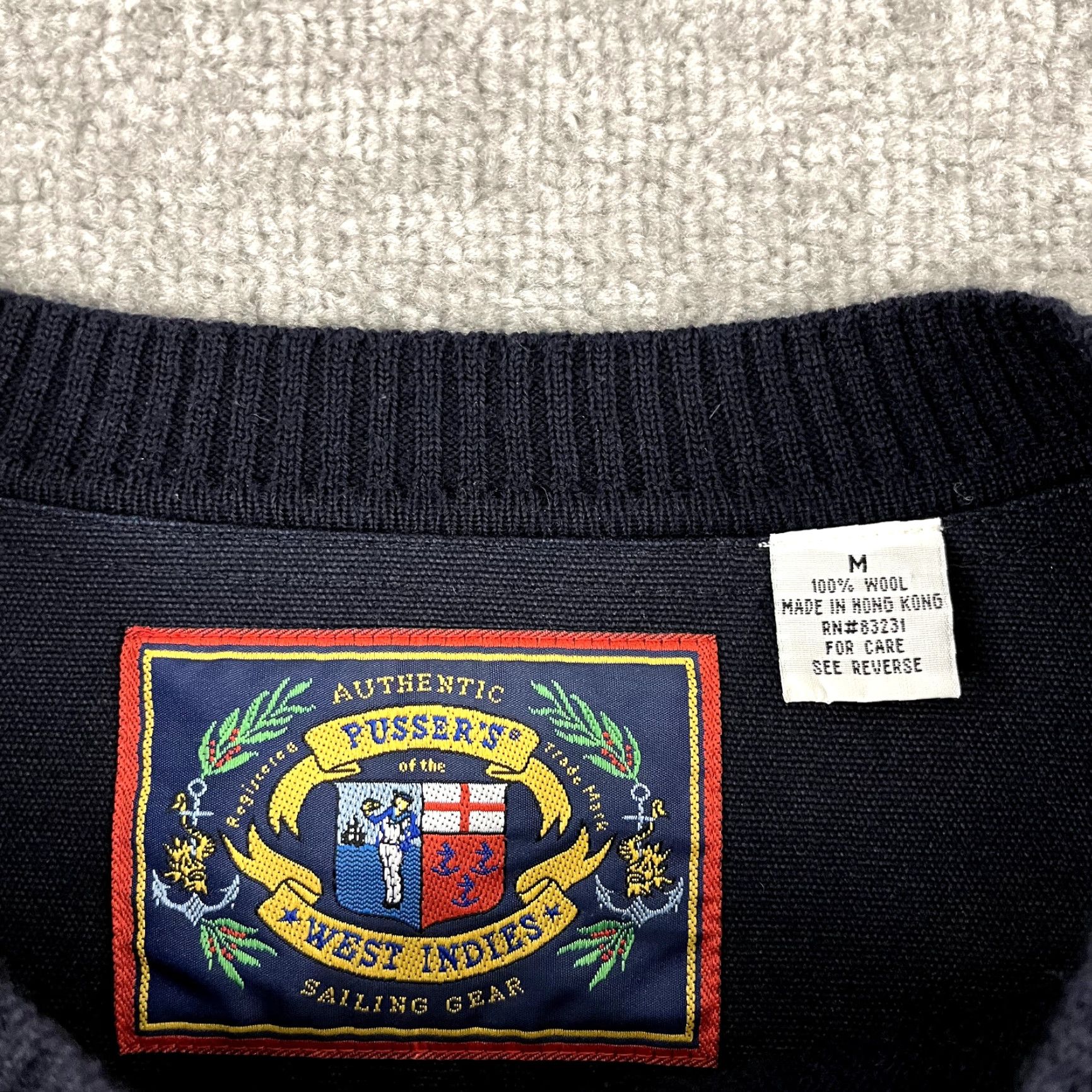 Vintage VINTAGE PUSSER'S Sweater Mens Medium Blue Wool Knit Crewneck Jumper Sailing Flag Size US M / EU 48-50 / 2 - 2 Thumbnail