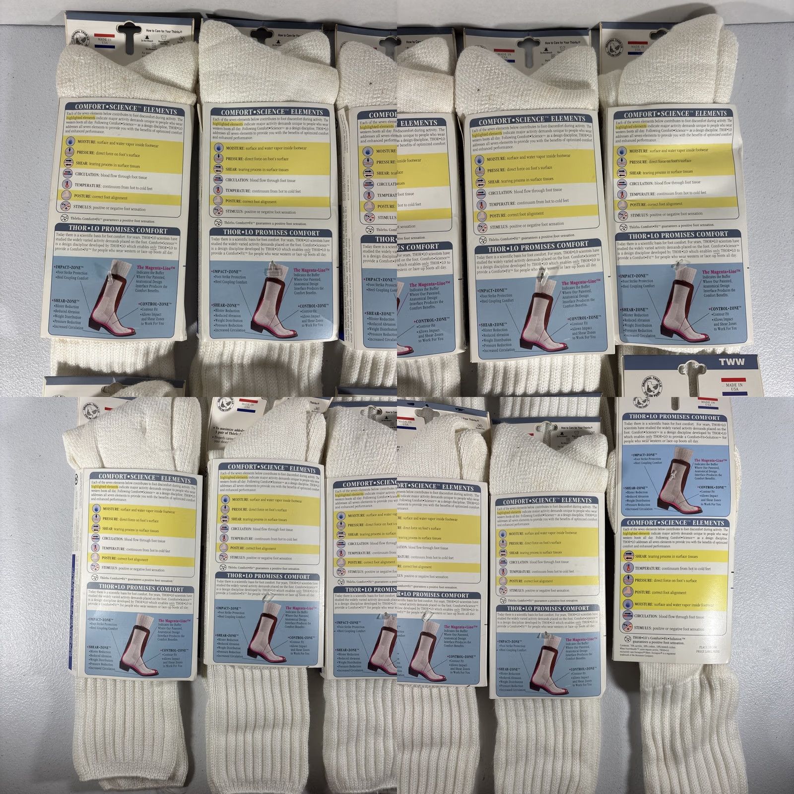 Vintage Thorlos Socks Western 8.5-12.5 Men Calf White 90s USA Solid Mid Calf 8 Pairs TWW-13 Size ONE SIZE - 8 Thumbnail