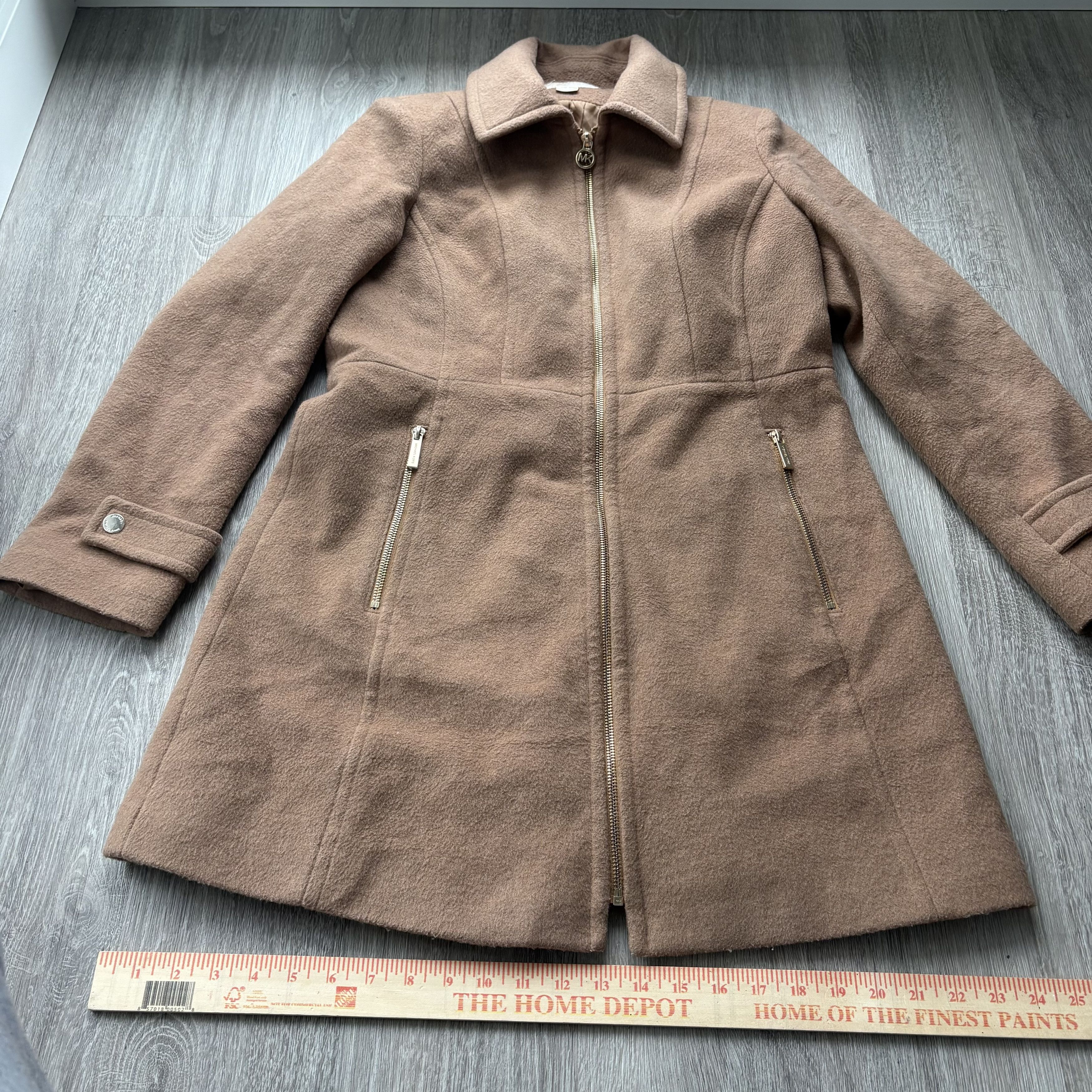 Michael Kors Michael Kors Wool Blend Zip Up Coat Camel Small Size S / US 4 / IT 40 - 4 Thumbnail