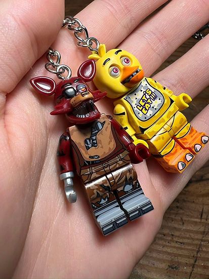 Cartoon Network FNAF Foxy Chica minifigure keychain custom handmade Size ONE SIZE - 5 Thumbnail