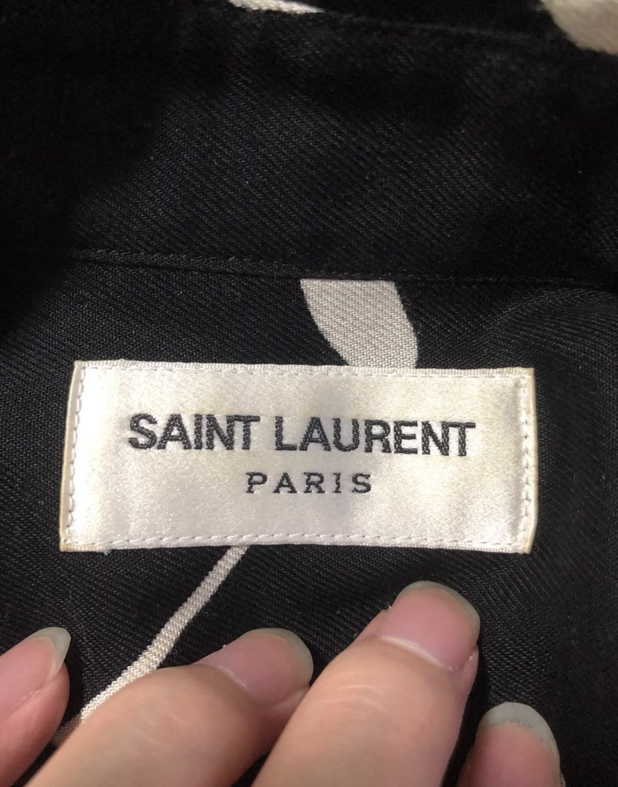 Saint Laurent Paris SLP 16FW Black/White Silk Peak Lapel Musical Note Shirt Size US M / EU 48-50 / 2 - 6 Thumbnail