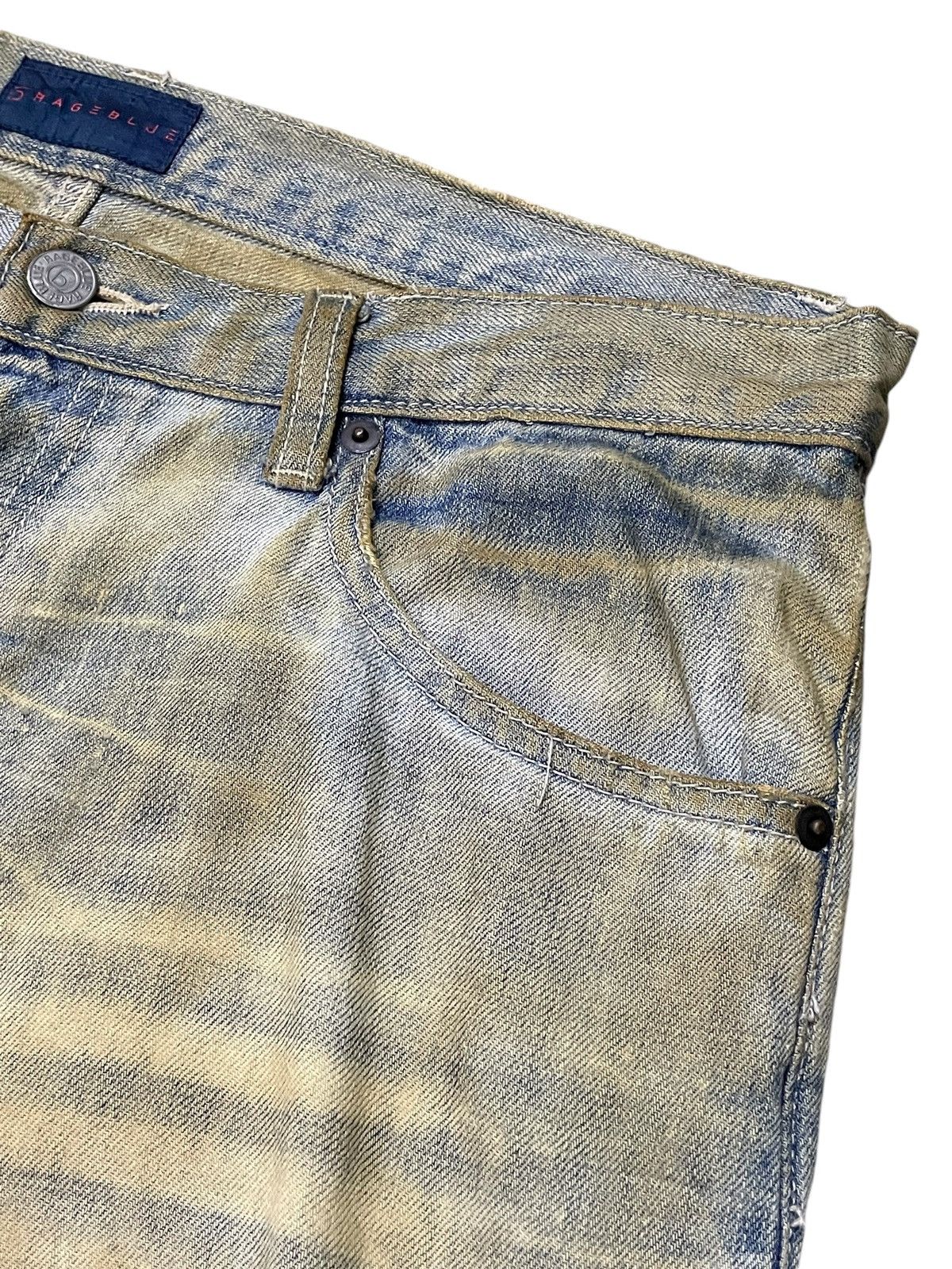 GOSTAR DE FUGA × Hysteric Glamour × Junya Watanabe 6RageBlue Japan Patchwork Distressed Muddy Wash Jeans Size US 34 / EU 50 - 9 Thumbnail