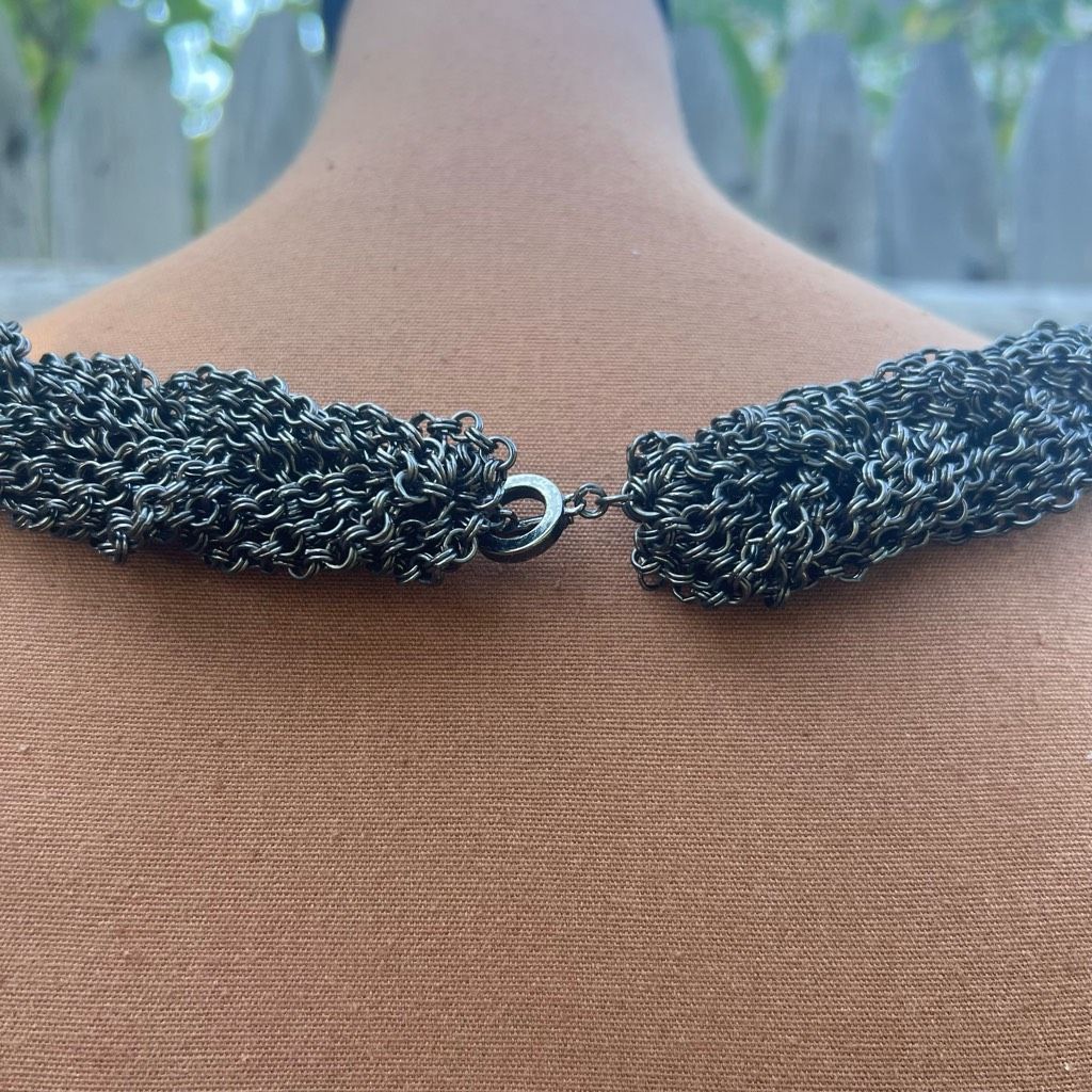 Vintage Vintage Braided Chainmail Necklace, Ruby Rhinestones, Heavy Size ONE SIZE - 6 Thumbnail