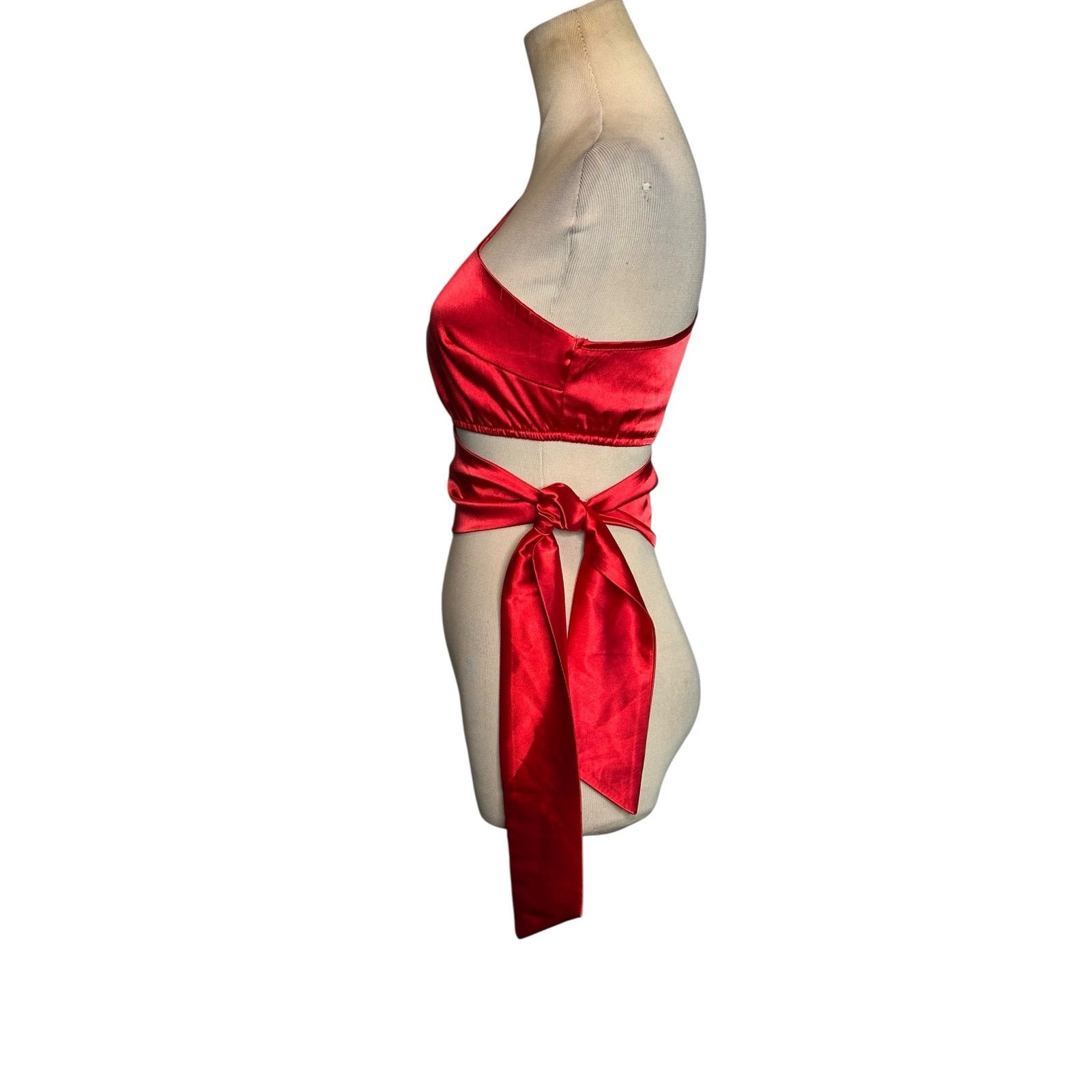 Shein Shein Red Calvaya One Shoulder Tie Side Satin Top size XS Size XS / US 0-2 / IT 36-38 - 11 Thumbnail