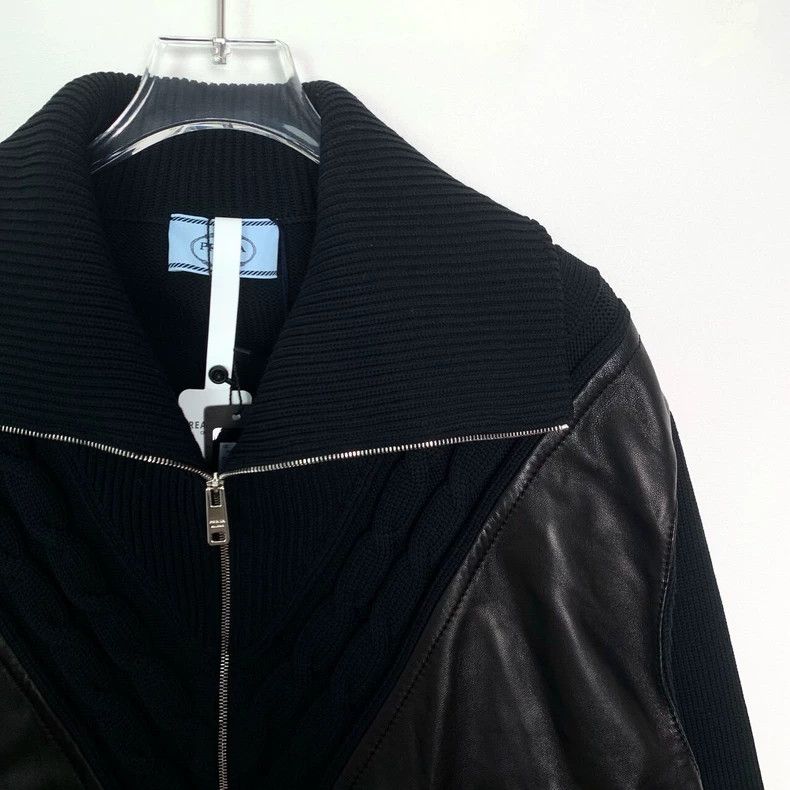 Prada Prada Lapel patchwork leather zipper jacket 2501-Nextarrow Size US XS / EU 42 / 0 - 3 Thumbnail