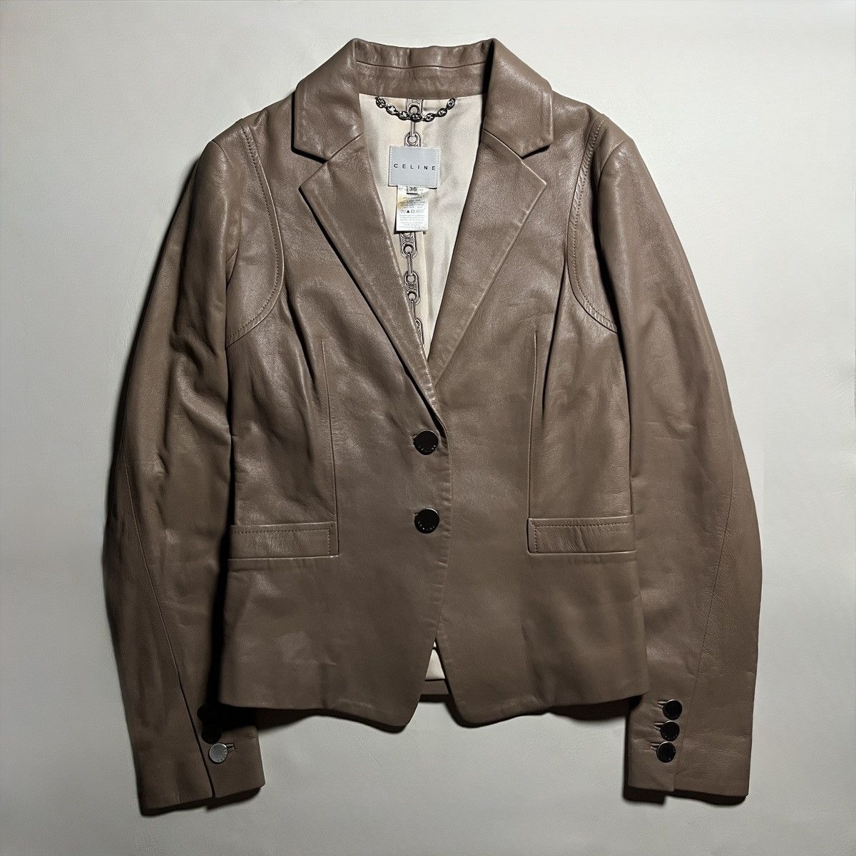 Celine Archival Celine Lambskin Leather Blazer Jacket Size XS / US 0-2 / IT 36-38 - 1 Thumbnail