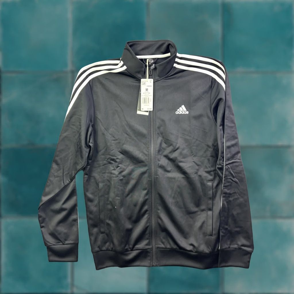Adidas Adidas Jacket Mens M Black 3 Stripe Track Full Zip Pockets Lightweight Casual Size US M / EU 48-50 / 2 - 1 Thumbnail