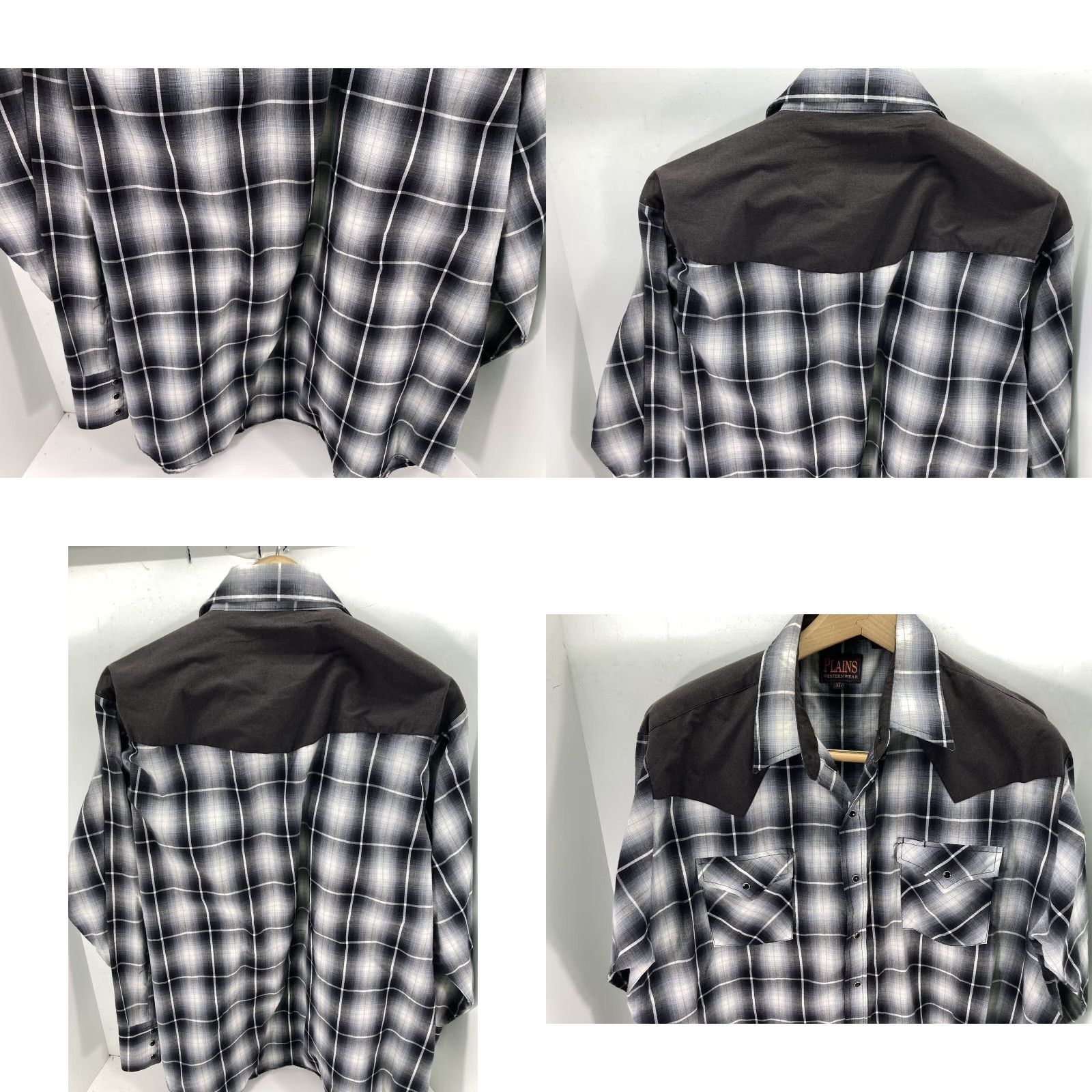 Vintage Plains Western Pearl Snap Shirt Men XL Black White Plaid Long Sleeve Rodeo Shirt Size US XL / EU 56 / 4 - 8 Thumbnail