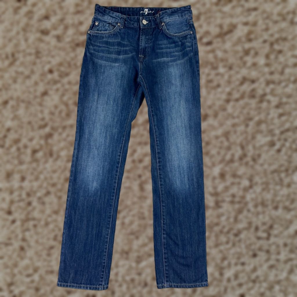 7 For All Mankind 7 For All Mankind Jeans Slimmy Straight Leg Juniors 16 Blue Denim 26x28 Women Regular 5-Pocket Distressed Cotton Blend Naked? Size 38" / US 16 / IT 52 - 1 Thumbnail