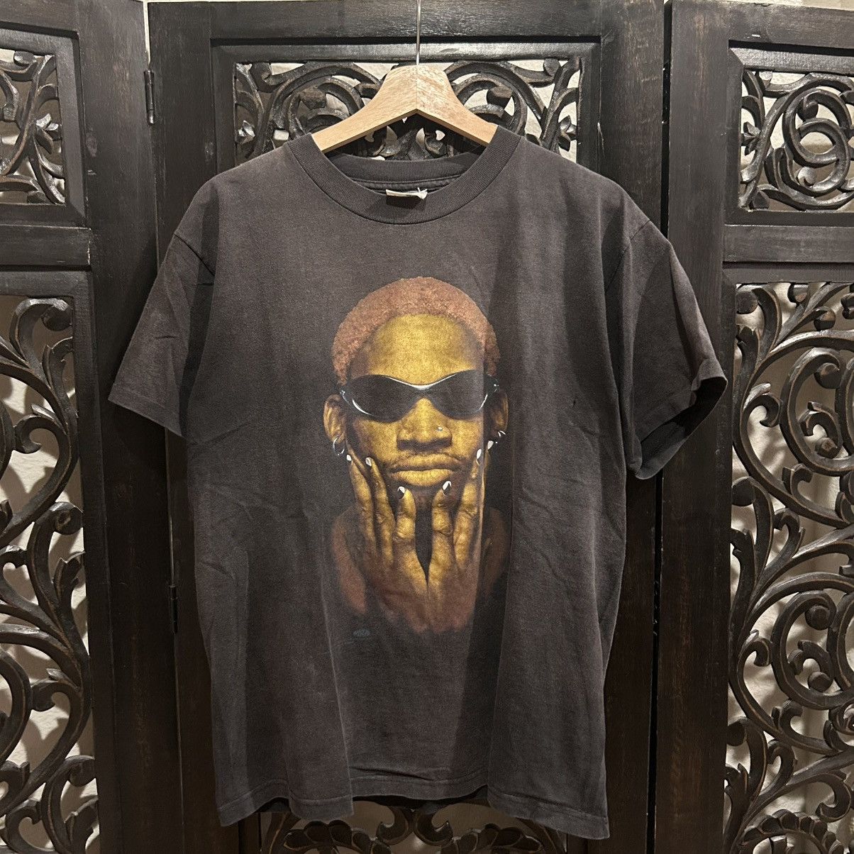 トップス 90s Dennis Rodman Not Of This World rare Vintage Dennis Rodman NOT OF THIS WORLD Rap Tee Hip hop