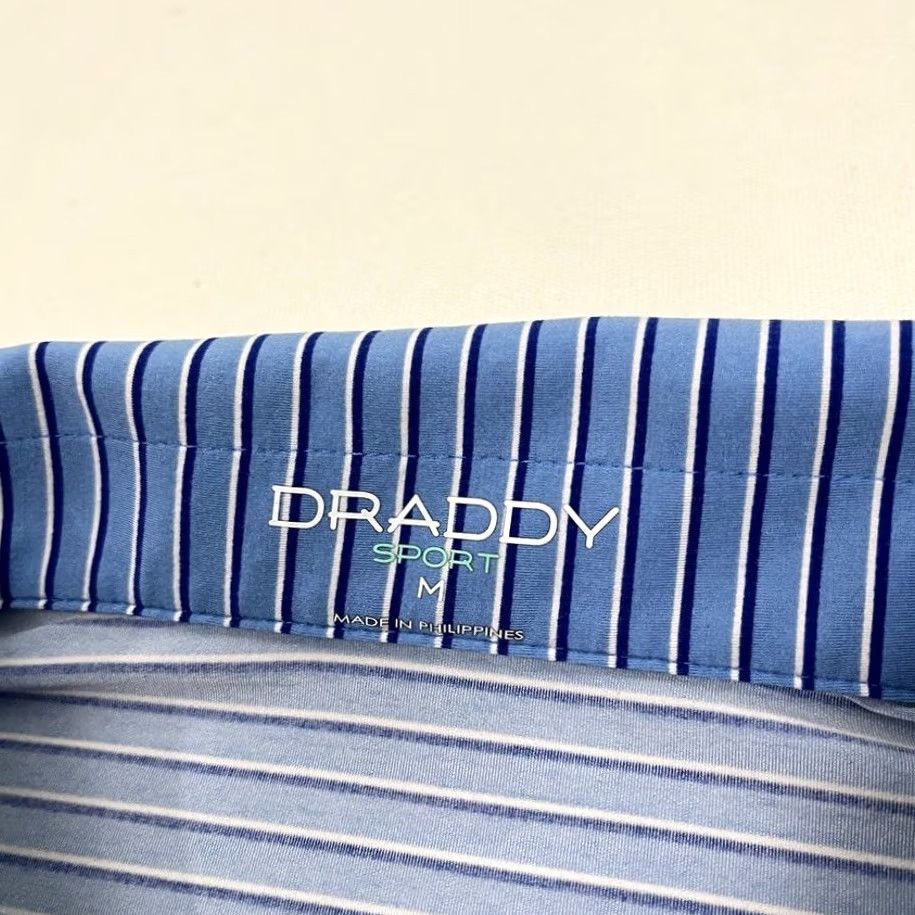 Vintage Draddy Sport Polo Shirt Mens M Blue Striped Active Golf Performance Stretch Prep Shirt Mens M Blue Striped Sports Polo Size US M / EU 48-50 / 2 - 4 Thumbnail