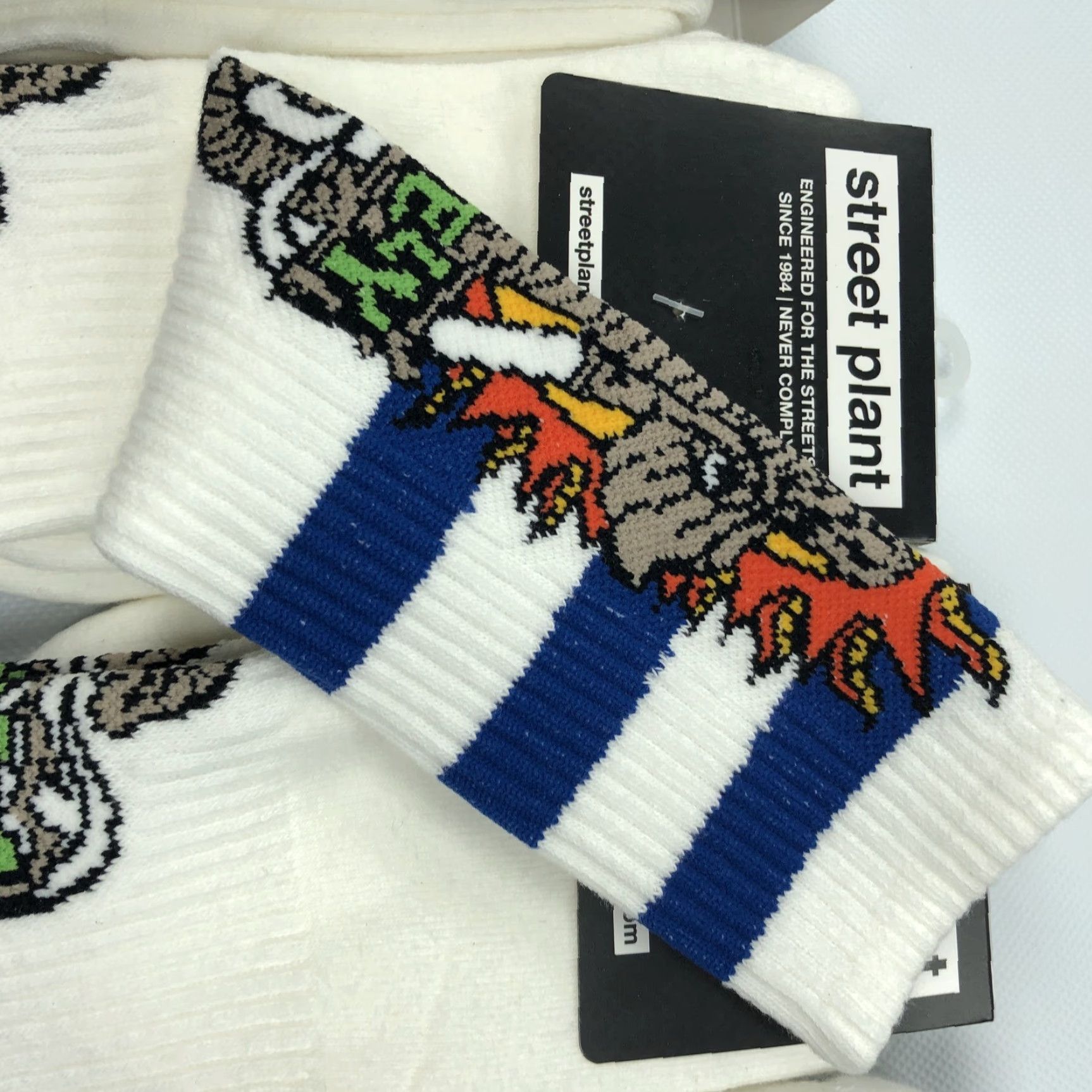 Vintage VINTAGE Street Plant Men's L/XL 9-12 Crew Socks Vallely Elephant Skateboard Size ONE SIZE - 2 Thumbnail