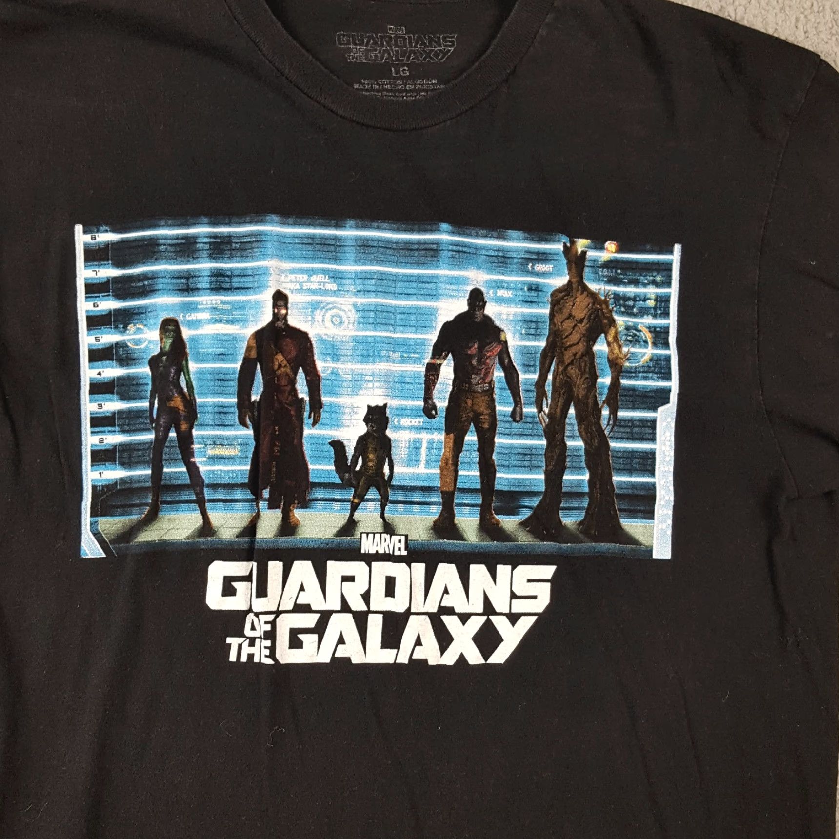 Vintage VINTAGE Marvel Guardians of the Galaxy Movie Promo T-Shirt Large Black Cotton Short Sleeve Crew Neck Retro 00s Mens Size US L / EU 52-54 / 3 - 2 Thumbnail