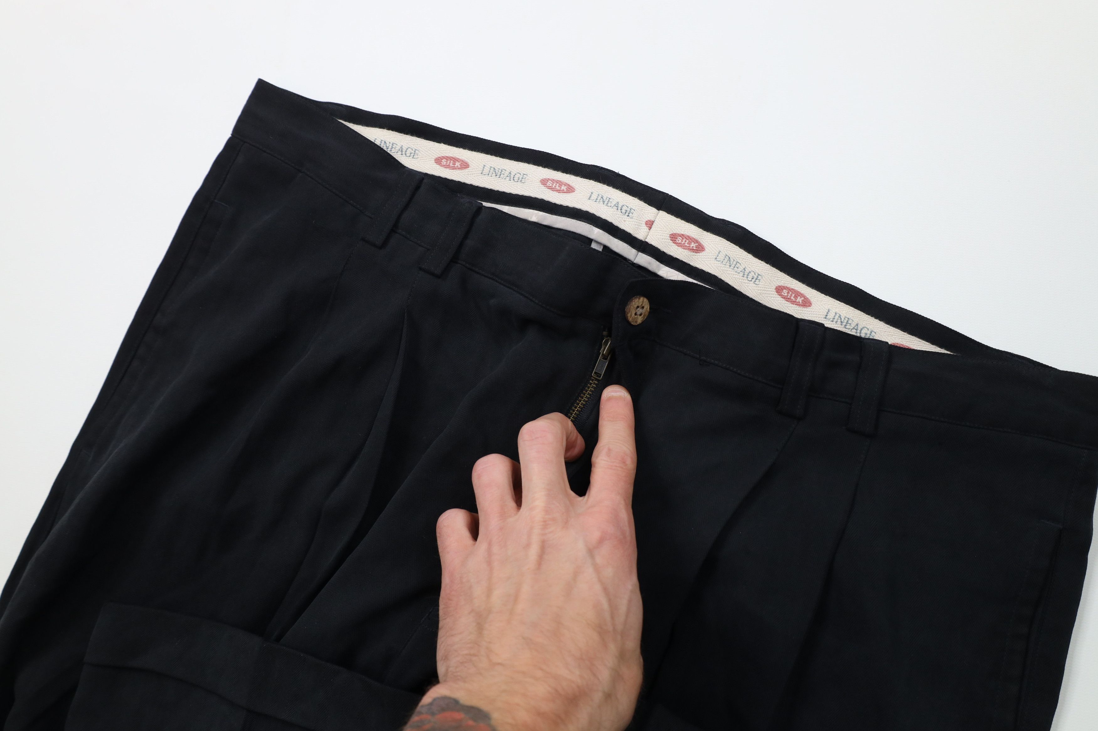 Vintage Vintage 90s Streetwear Silk Herringbone Wide Leg Chino Pants Size US 40 / EU 56 - 7 Thumbnail