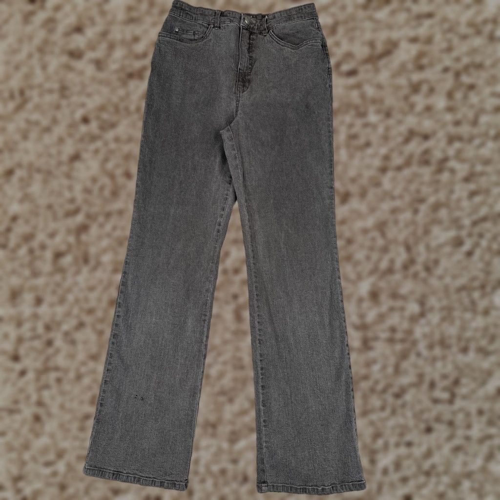 Vintage FDJ French Dressing Jeans Womens 12 Gray Charcoal High Rise Flare 28x32 Stretch Denim 5-Pocket Rhinestone Vintage No Size 34" / US 12 / IT 48 - 1 Thumbnail