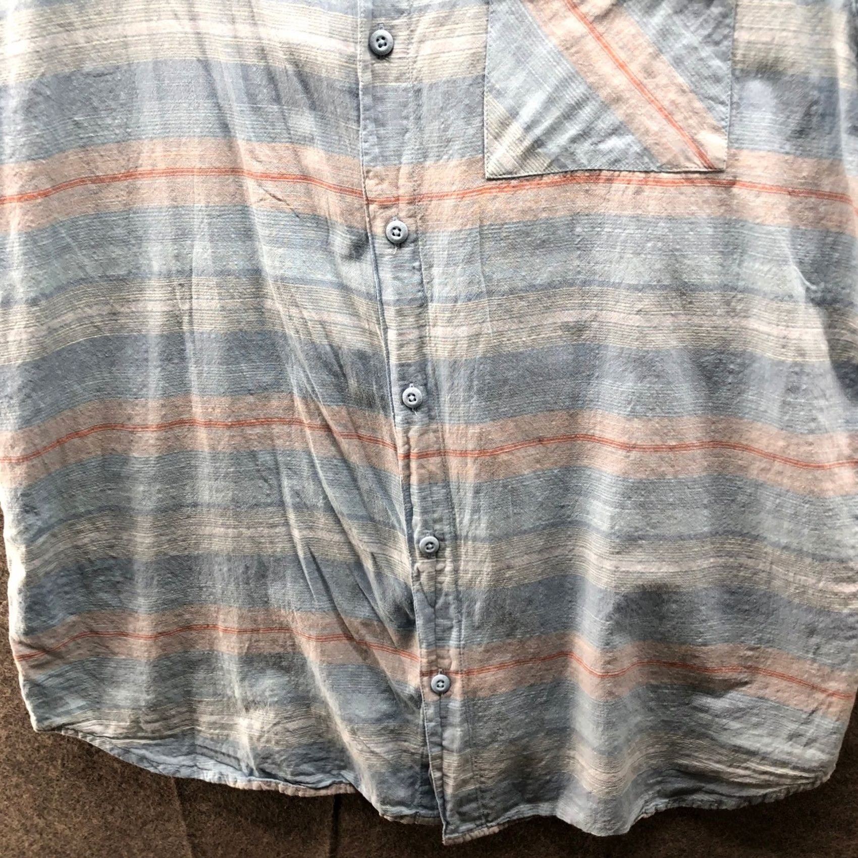 Vintage Columbia Shirt Mens XL Blue Striped Short Sleeve Button-Up Collared Pocket Breathable Cotton Hiking Summer Size US XL / EU 56 / 4 - 7 Thumbnail