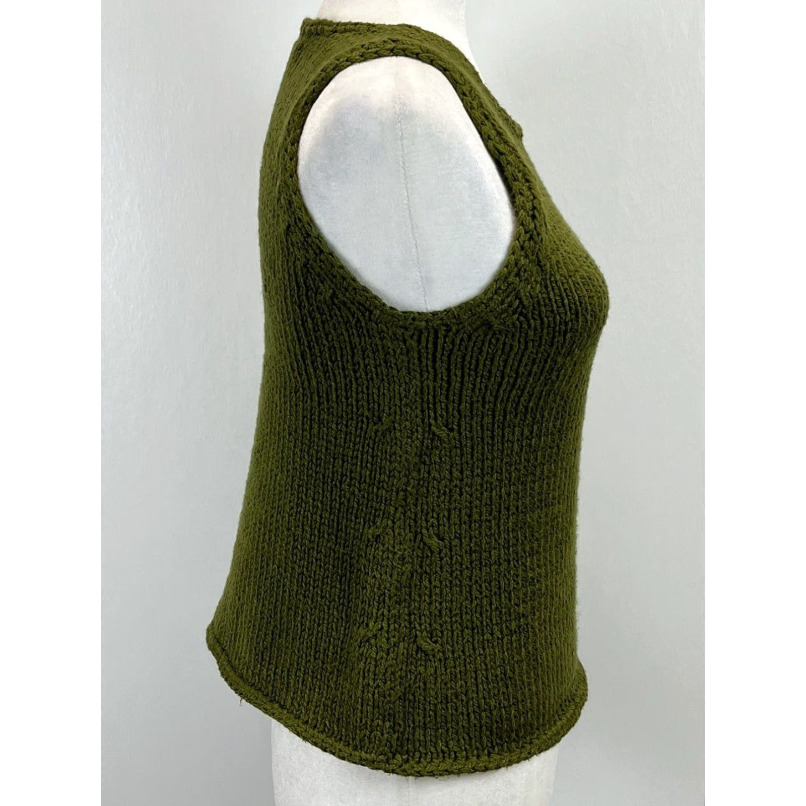 Michael Kors MICHAEL KORS Chunky-Knit Sweater Vest Sz Small Womens Olive Green Classic Size S / US 4 / IT 40 - 4 Thumbnail