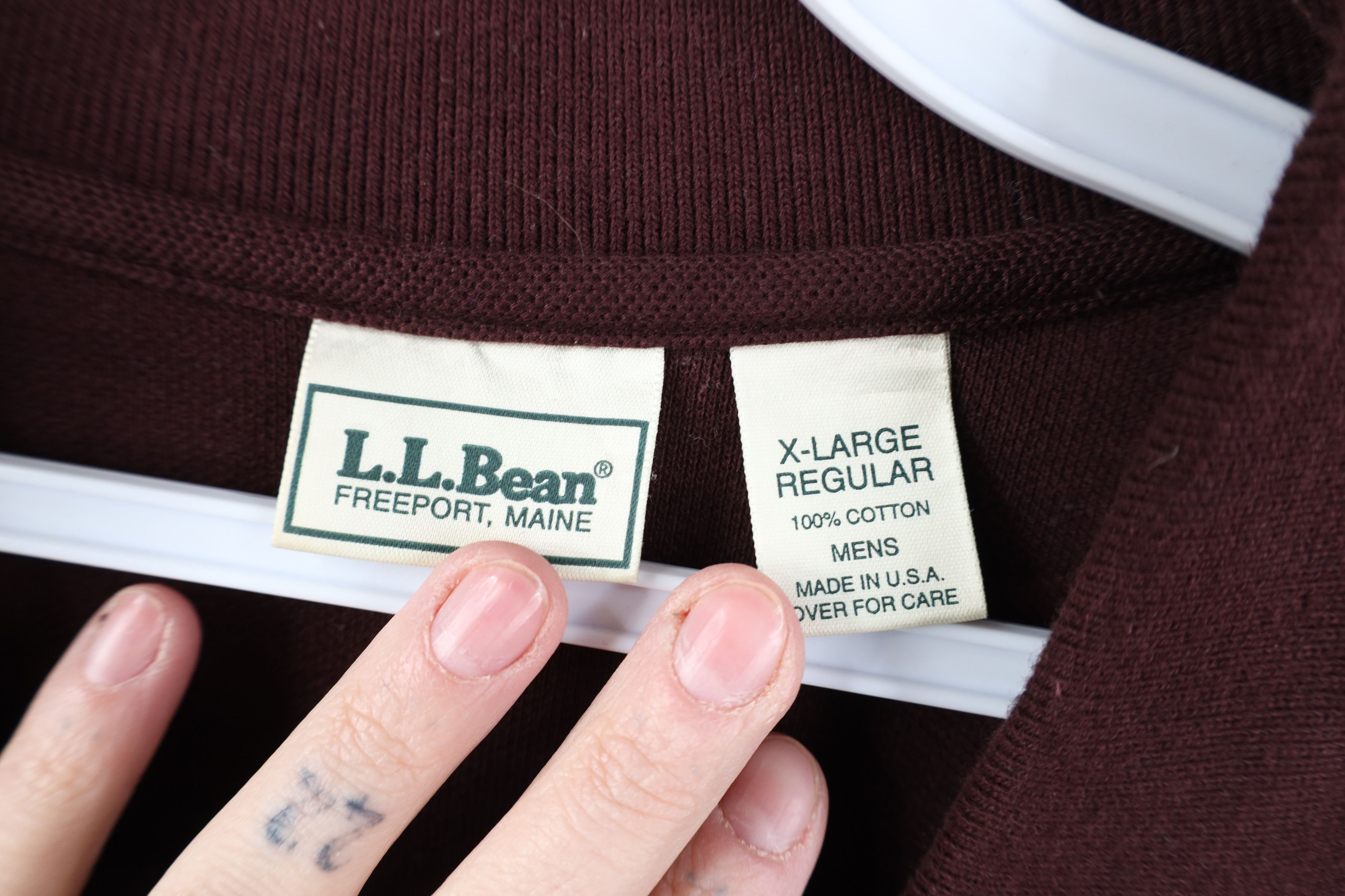 L.L. Bean Vintage 90s LL Bean Cotton Long Sleeve Rugby Polo Maroon USA Size US XL / EU 56 / 4 - 5 Thumbnail